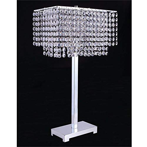Furniture of America Ainslie Glam Metal Table Lamp in Chrome - Modern Bedside Lighting for Living Room, Bedroom & Office Decor