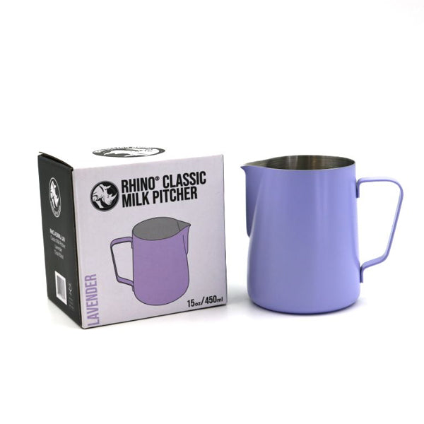 Premium Rhino Classic Milk Frothing Pitcher 450ml (15oz) - Barista-Grade Stainless Steel Milk Jug for Perfect Latte Art & Cappuccino Foam - Ideal for Home & Professional Coffee Shops, Cafes, and Espresso Bars