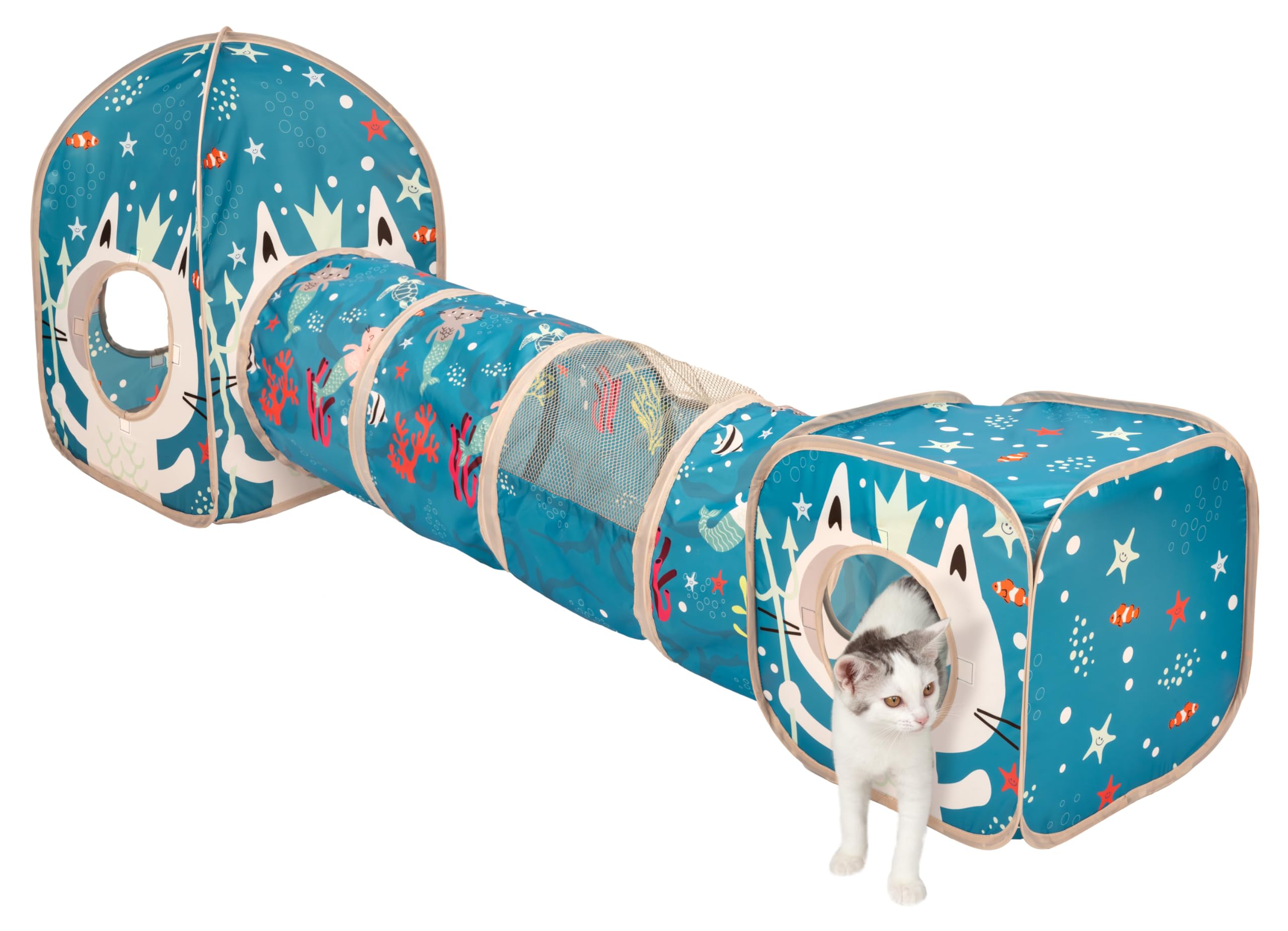 Kitty City Ocean Cat Play Furniture Set - Interactive Cat Climbing Tower & Scratching Post Combo for Indoor Cats | Perfect for Playtime & Exercise in Small Spaces
