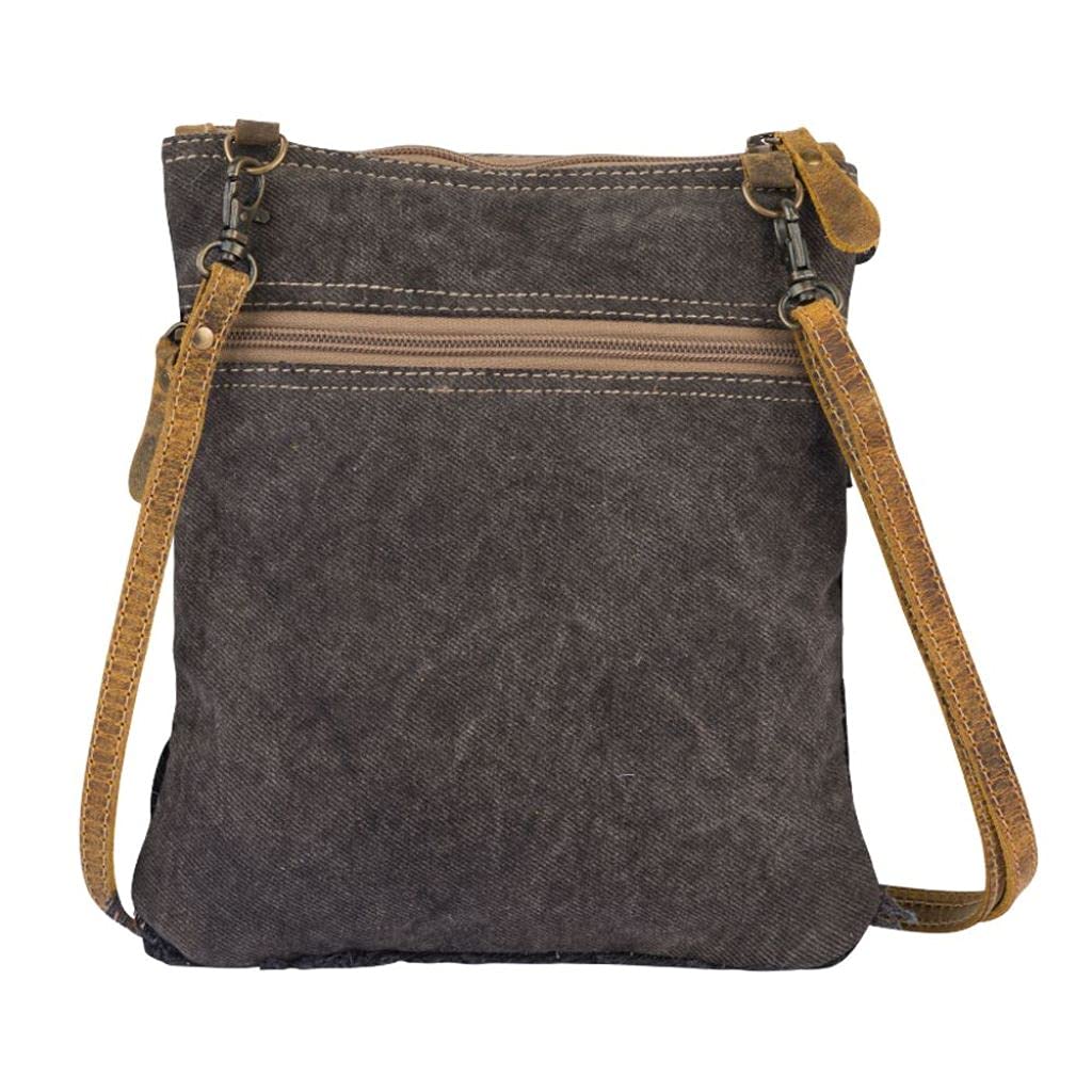 Myra Crisscross Crossbody Bag - Upcycled Leather & Canvas for Travel & Daily Use