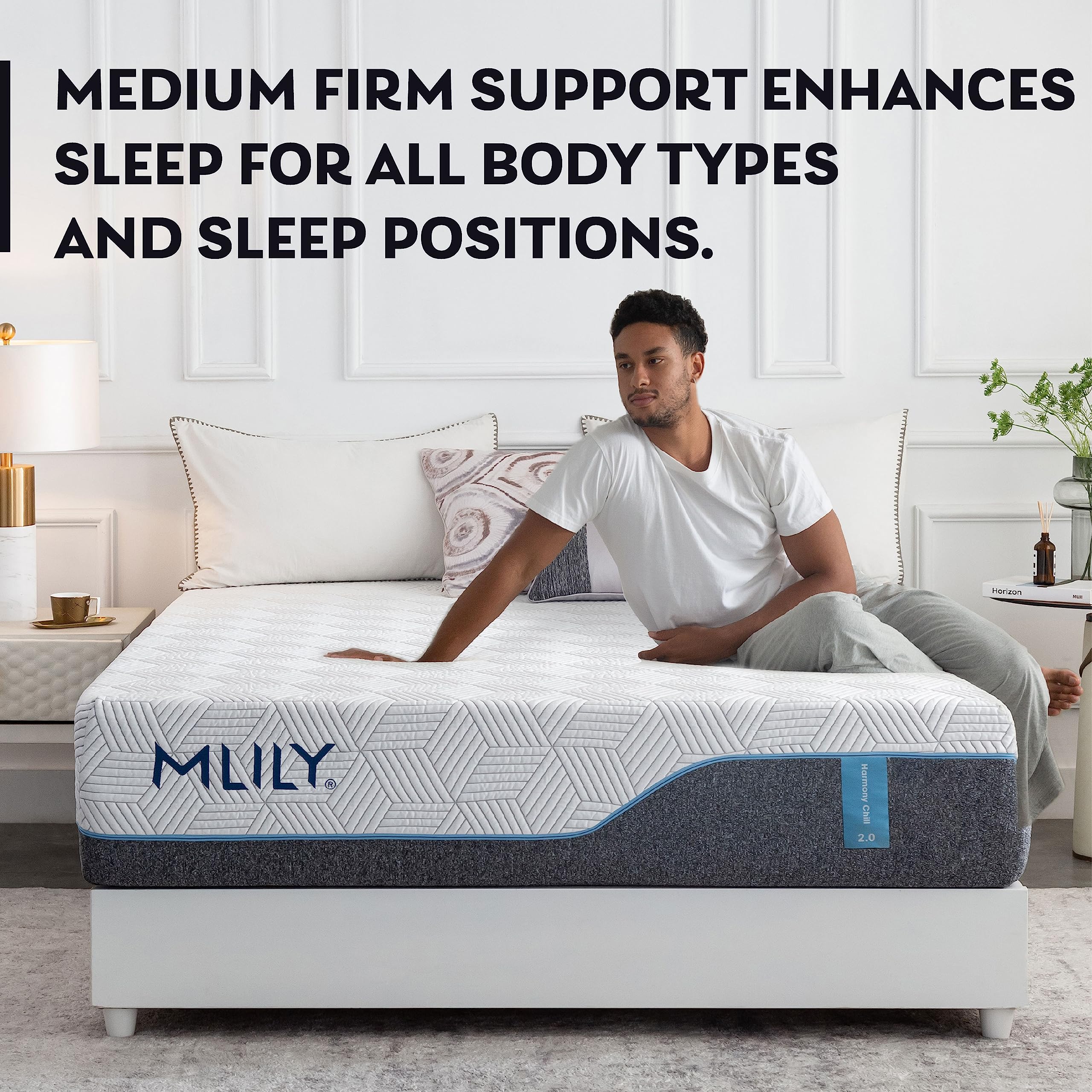 MLILY 13 Inch Twin XL Gel Memory Foam Mattress in a Box - Medium Firm with PCM Cooling Technology, CertiPUR-US Certified, Made in USA (80