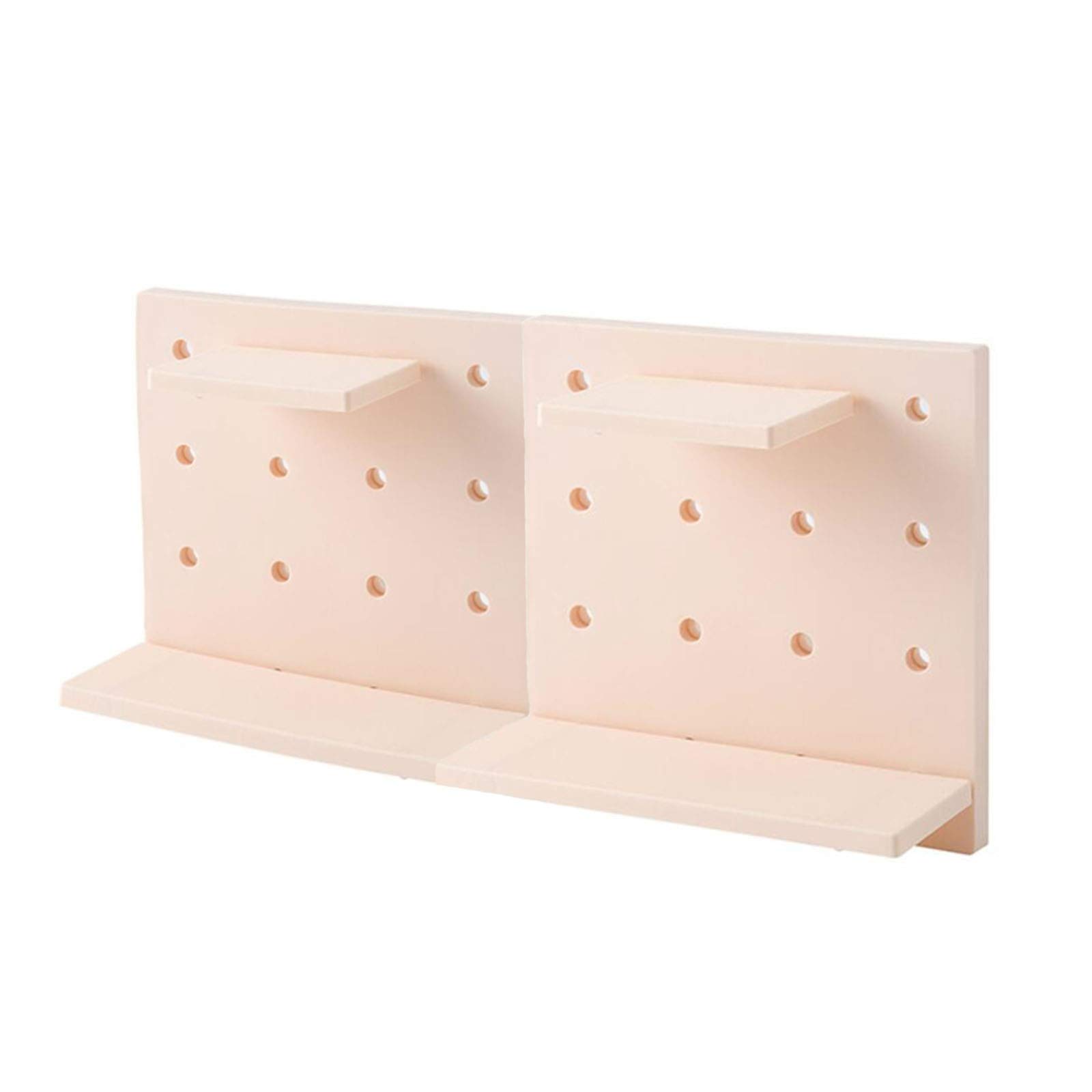 Pinelaxy Pegboard Floating Plastic DIY Wall Shelves - No Drilling Mounted Organizer for Living Room, Bedroom, Kitchen, Bathroom & Office - Space Saving Storage Solution for Tools, Crafts & Home Decor (Beige)