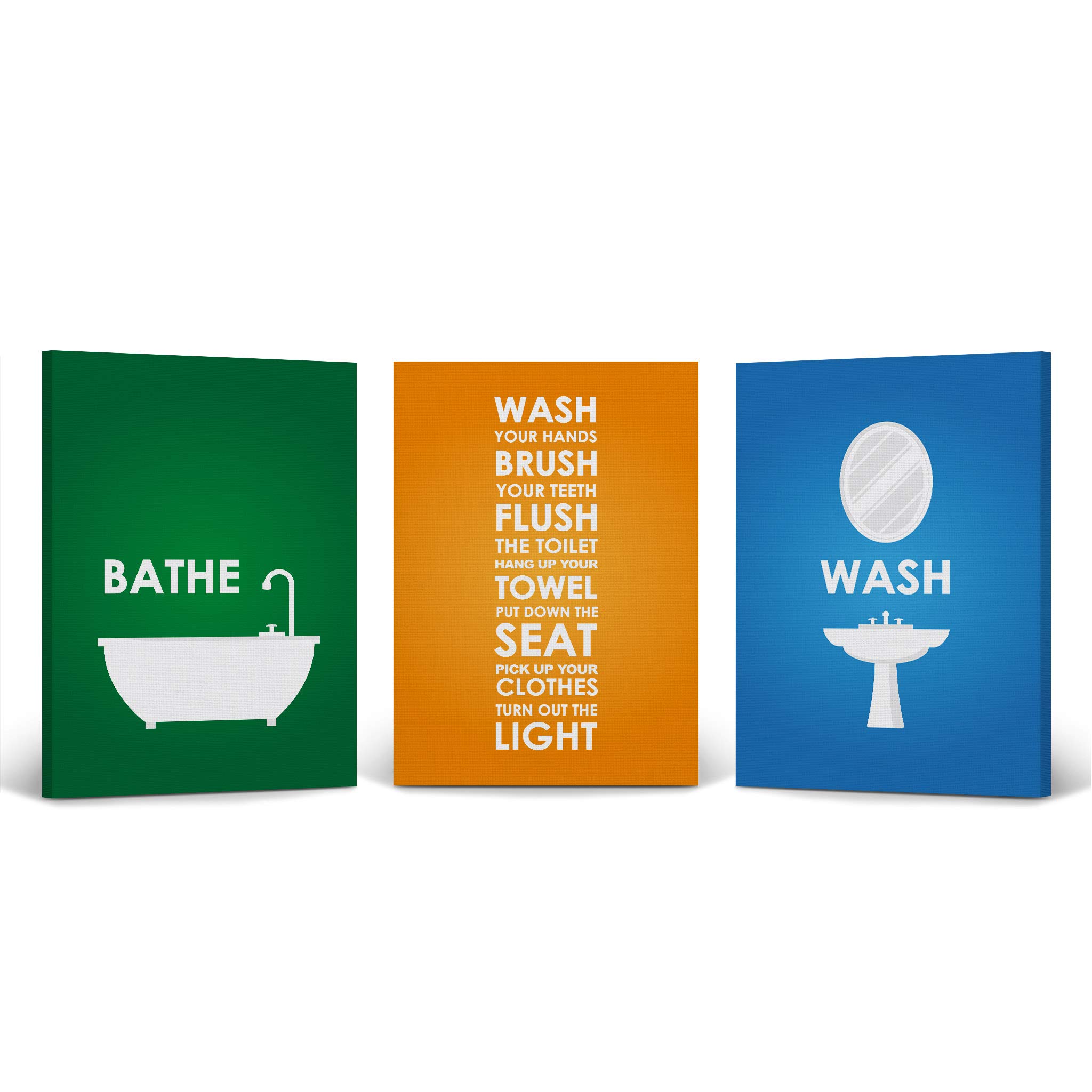 Funny Bathroom Rules Canvas Print Set - 3 Piece Wall Art Decor with Humorous Quotes (36x24 inches Each) - Ready to Hang for Bathroom, Toilet, or Washroom - Perfect for Home, Office, or Gift Giving