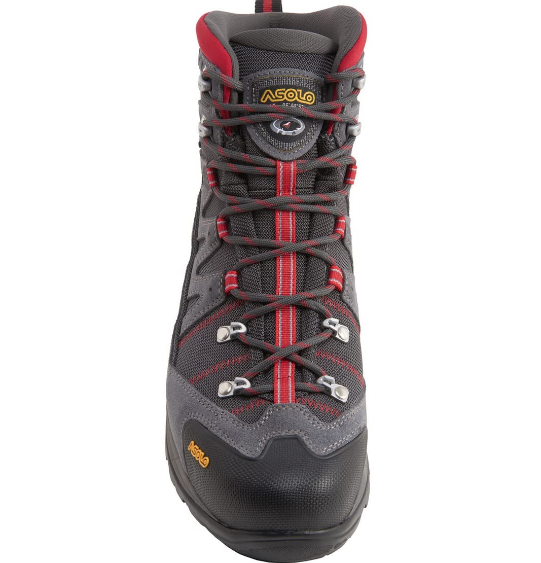 Asolo Neutron Gore-Tex Waterproof Hiking Boots for Men - Lightweight Trail Shoes with Ankle Support for Outdoor Adventures (Size 9.5, Grey/Gunmetal/Red) - Perfect for Mountain Trekking & Backpacking