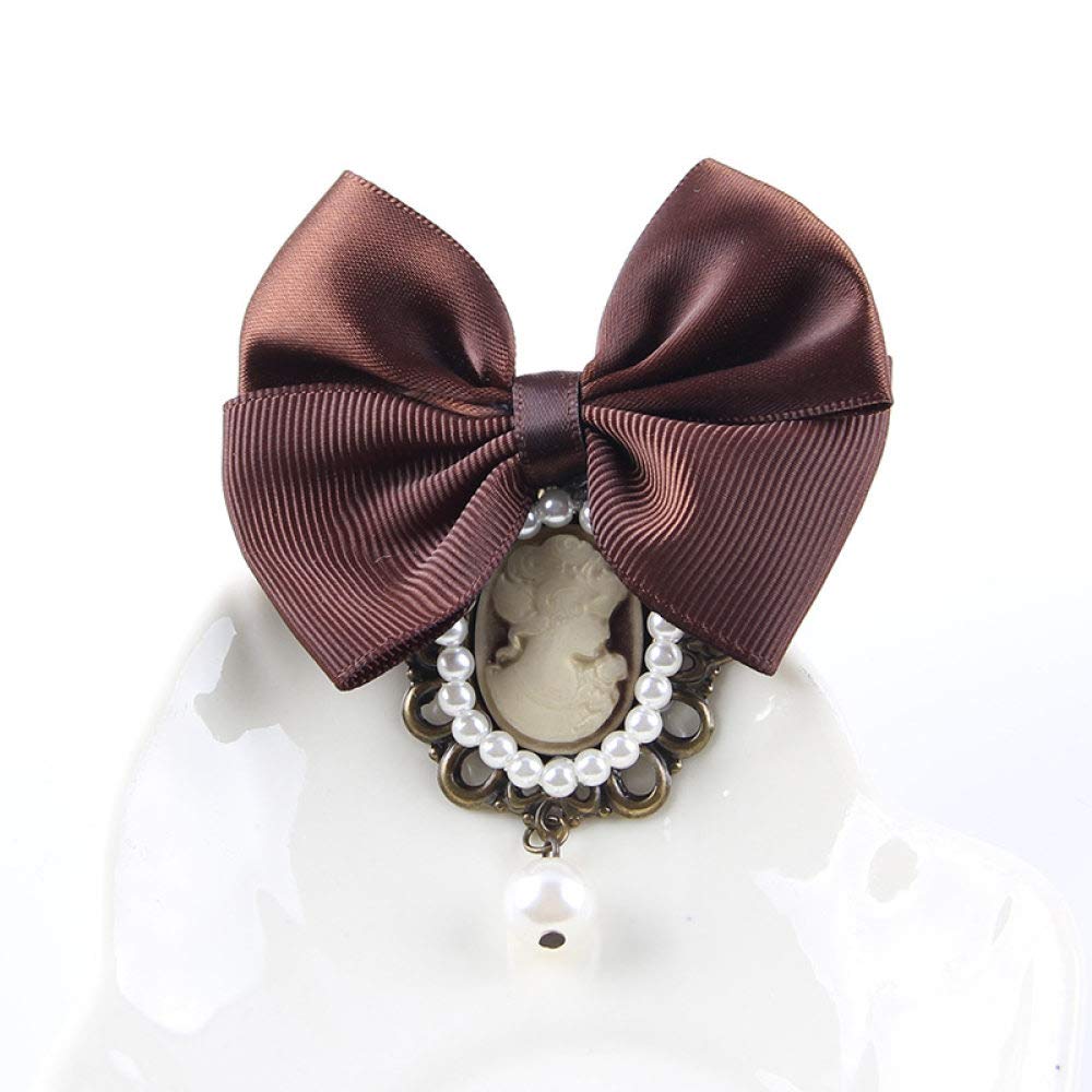 Vintage Cameo Brooch Pin for Women & Girls - Elegant Ribbon Bow with Simulated Pearls - Fashion Accessories for Dresses, Coats, Hats & Costume Jewelry