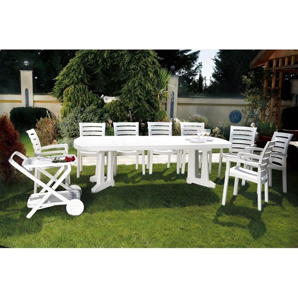 White Resin Patio Dining Arm Chairs (Set of 2) - Weatherproof Outdoor Furniture for Poolside, Garden, Deck & Backyard Dining