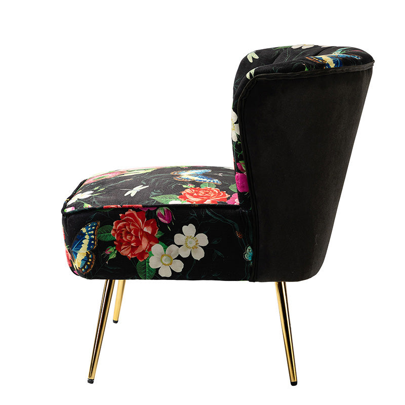 Luxury Coraline Velvet Barrel Chair with Tufted Back & Sturdy Metal Legs - Elegant Accent Chair for Living Room, Bedroom or Office Decor