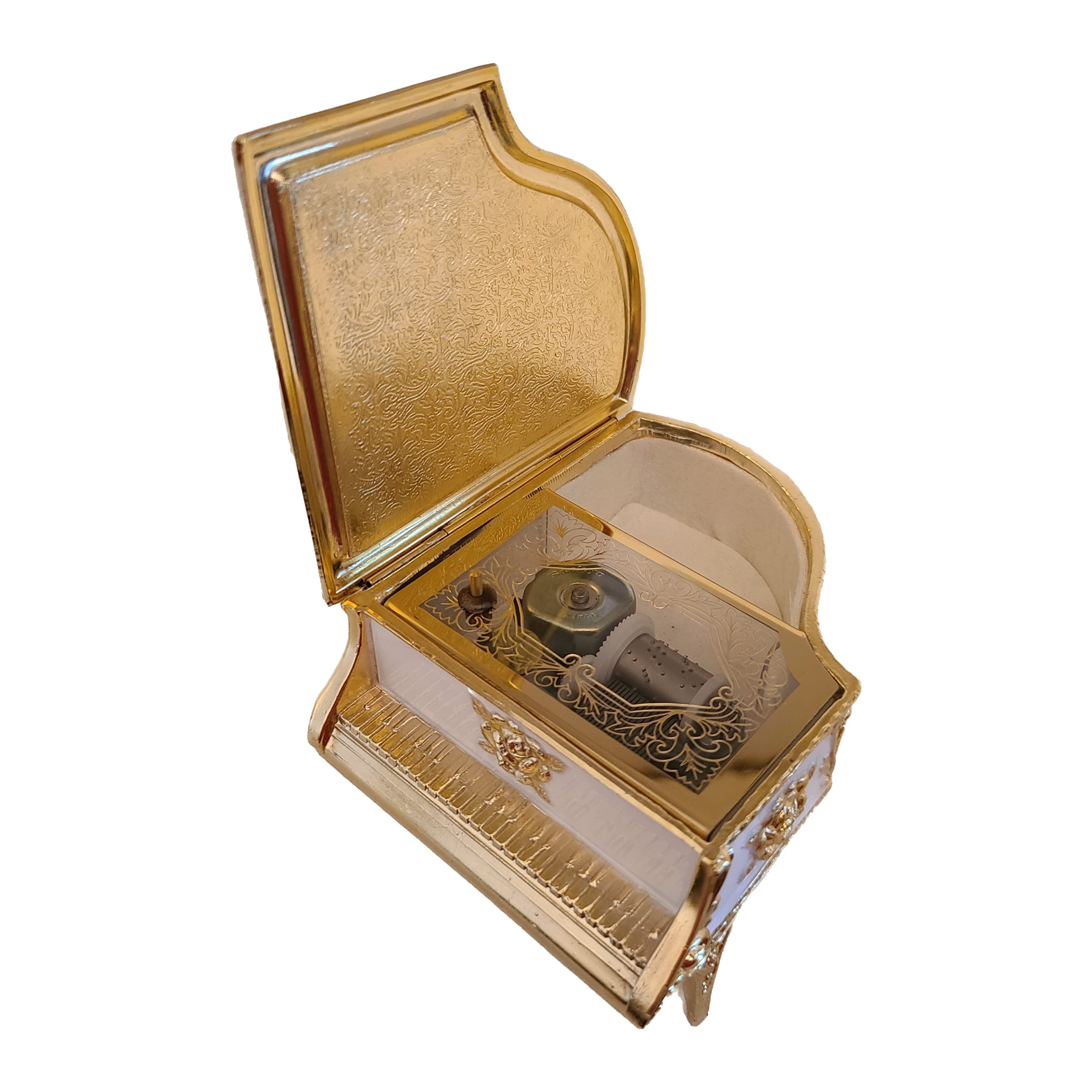 Elegant Floral Piano Music Jewelry Box with Lined Compartment - Plays 'Somewhere Out There' - Perfect for Gift Giving, Home Decor & Jewelry Storage