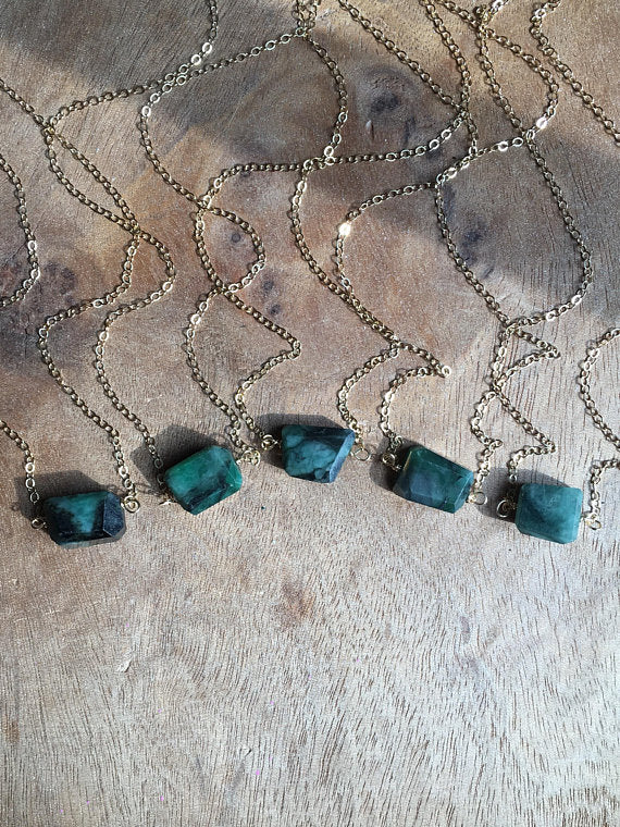 Emerald Pendant Necklace - 14K Gold Filled or Sterling Silver Chain - Elegant Jewelry Gift for Women - Perfect for Weddings, Anniversaries & Special Occasions