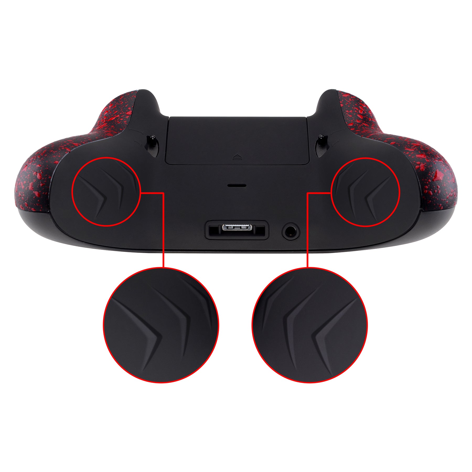 eXtremeRate Textured Red FlashShot Trigger Stop Bottom Shell Kit for Xbox One S & X Controller - Redesigned Back Shell, Handle Grips & Dual Trigger Locks (Model 1708 X1GZ005) | Enhanced Gaming Performance for FPS & Competitive Play