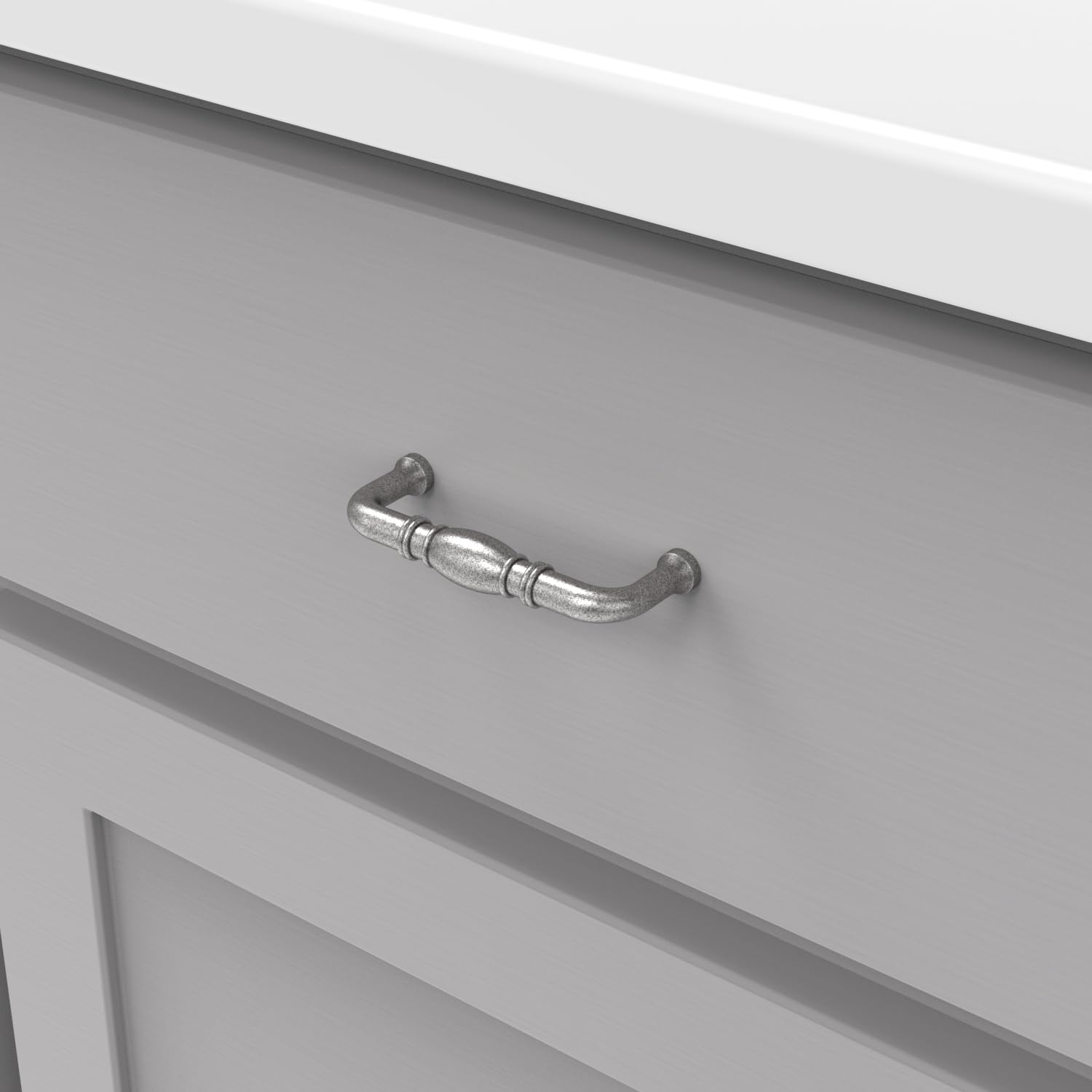 Hickory Hardware 1 Pack Solid Core Kitchen Cabinet Pulls - Luxury Black Nickel Cabinet Handles for Doors & Dresser Drawers (3 Inch Hole Center, Williamsburg Collection) - Perfect for Modern Kitchens, Bathroom Vanities & Furniture Upgrades