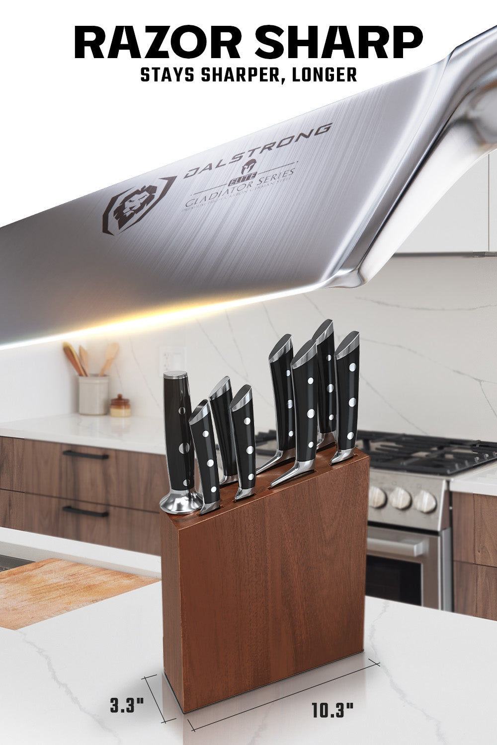 Dalstrong Gladiator Series 8-Piece Knife Block Set - NSF Certified Professional Kitchen Knives for Chefs & Home Cooking