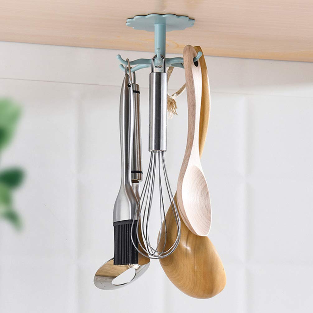 4-Pack Hemoton Swivel Retractable Hooks - Heavy Duty Metal Wall Hooks for Kitchen, Bathroom, Robe, Keys, Hats & Utensils | 360° Rotating Ceiling Hangers for Space Saving Organization (Silver)