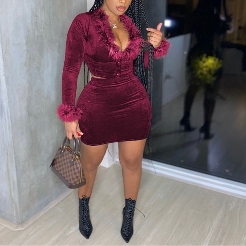 Sexy Plush Suit for Women - Soft & Comfortable Velvet Jumpsuit for Date Night, Party, or Lounge Wear - Plus Size Options Available