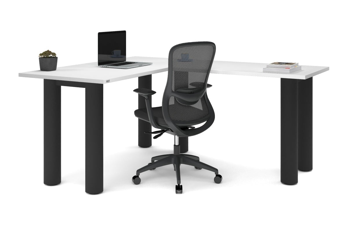 L-Shaped Corner Office Desk with Quadro Cylinder Legs - 1400L x 1700W - Perfect for Home Office, Gaming Setup & Workspace Organization