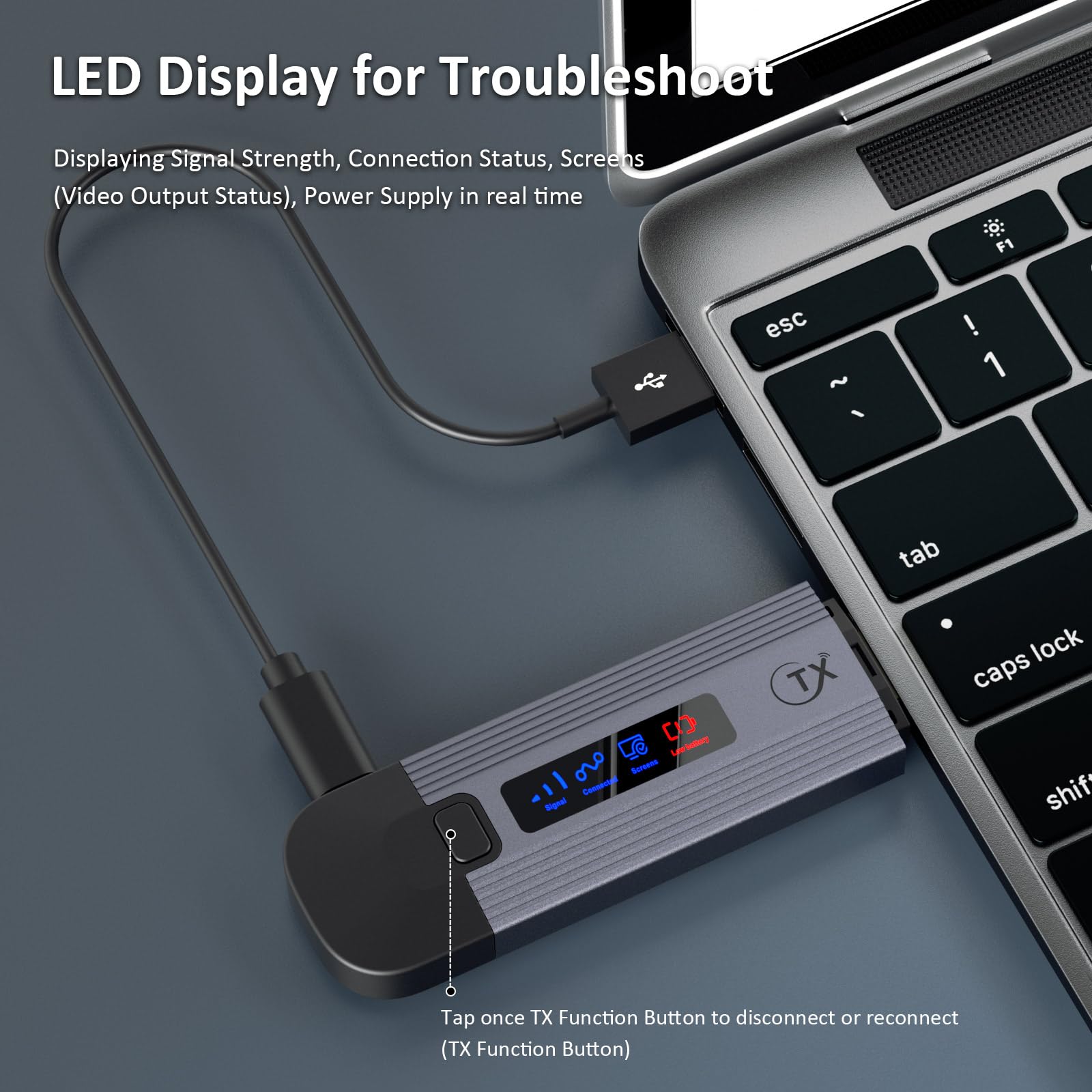 4K Wireless HDMI Transmitter & Receiver Kit - Metal Housing Portable HDMI Extender with LED Display, 2.4G/5G Dual Band, Plug & Play for Laptop/TV Box to Monitor/HDTV - Perfect for Home Theater, Gaming & Office Presentations
