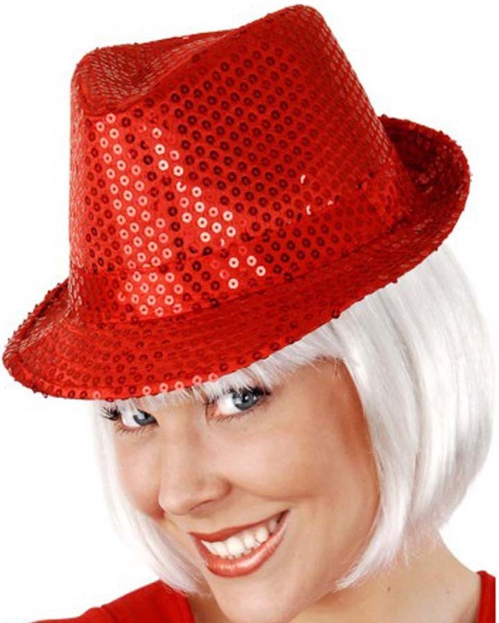 Sparkly Red Sequined Hat for Women - 1920s Gatsby Flapper Headpiece - Perfect for Costume Parties, Halloween, and Vintage-Themed Events