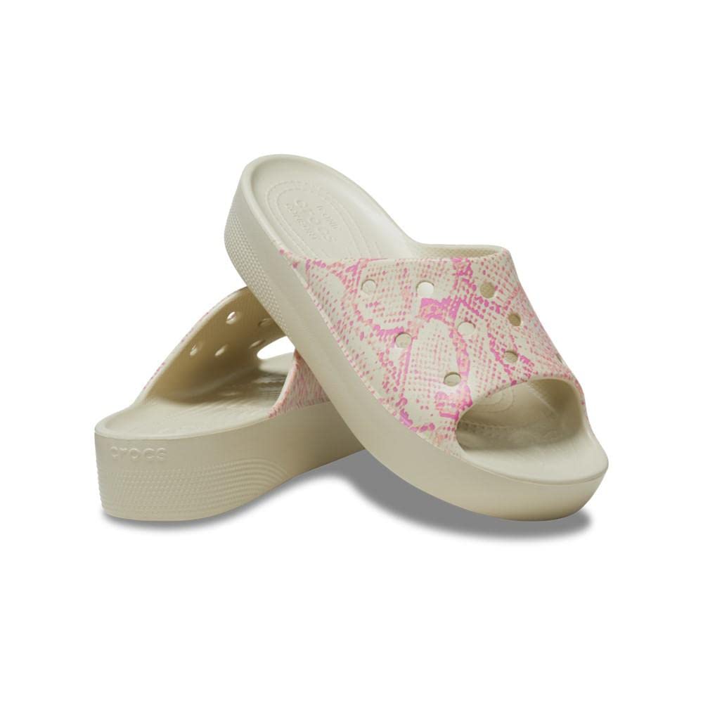 Crocs Women's Classic Platform Slide Sandals - Comfortable & Lightweight for Beach, Pool, and Summer Outdoor Activities