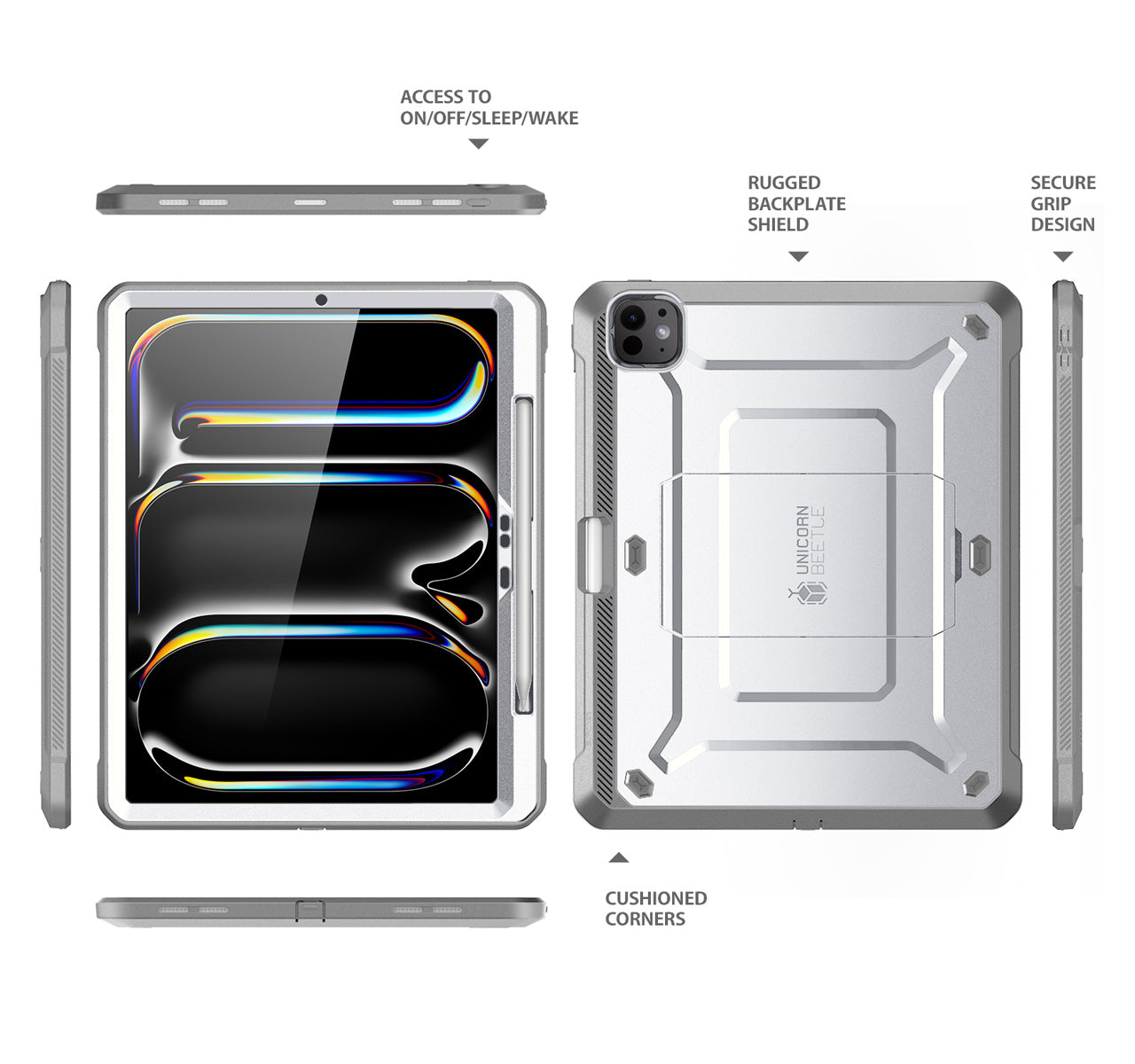 iPad Pro 13 Inch (2024) Unicorn Beetle Pro Rugged Case - Shockproof & Drop Protection, Slim Fit White Cover - Perfect for Outdoor Adventures, Travel & Daily Use