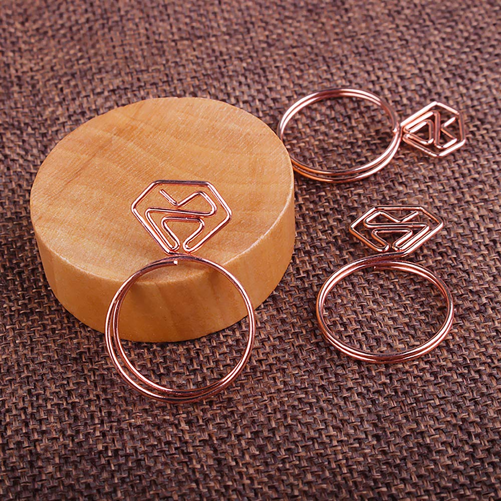 Diamond Ring Shaped Small Paper Clips - Cute & Funny Bookmark Clips for Office, School, Wedding Invitations, Valentine's Day Decorations - Planner Paper Clips (20 pcs) - Perfect for Gift Wrapping, Scrapbooking & Organizing Documents