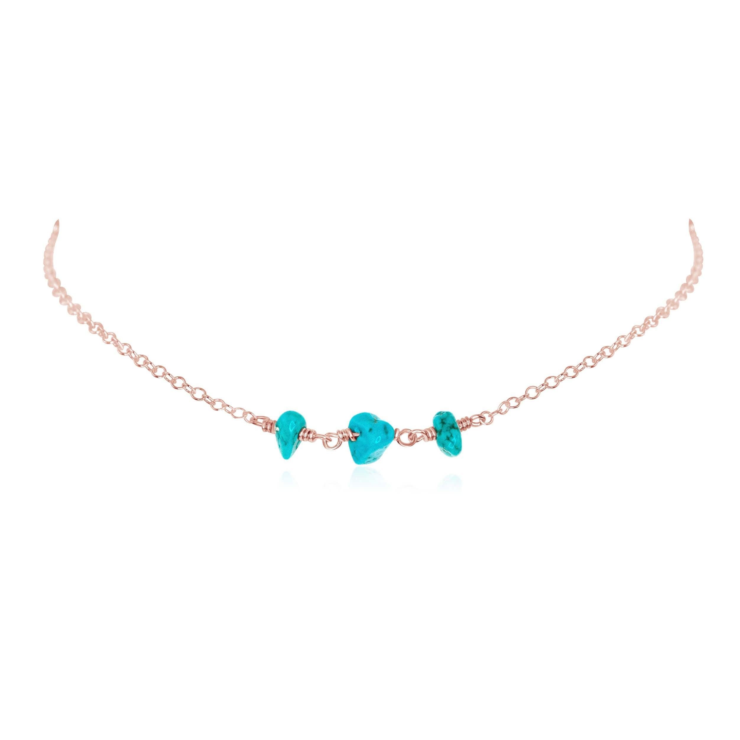 Turquoise Beaded Chain Choker Necklace for Women - Boho Chic Handmade Beaded Jewelry - Perfect for Festivals, Weddings & Everyday Wear