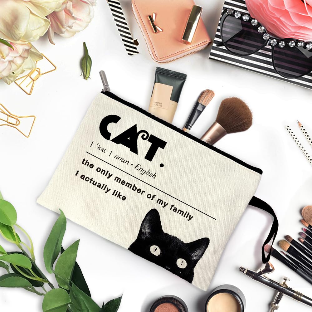 Funny Cat Lovers Makeup Bag for Women - Cute Zippered Cosmetic Travel Toiletry Pouch - Perfect Gift for Cat Moms, Daughters, Sisters & Friends - Great for Travel, Gym & Everyday Use