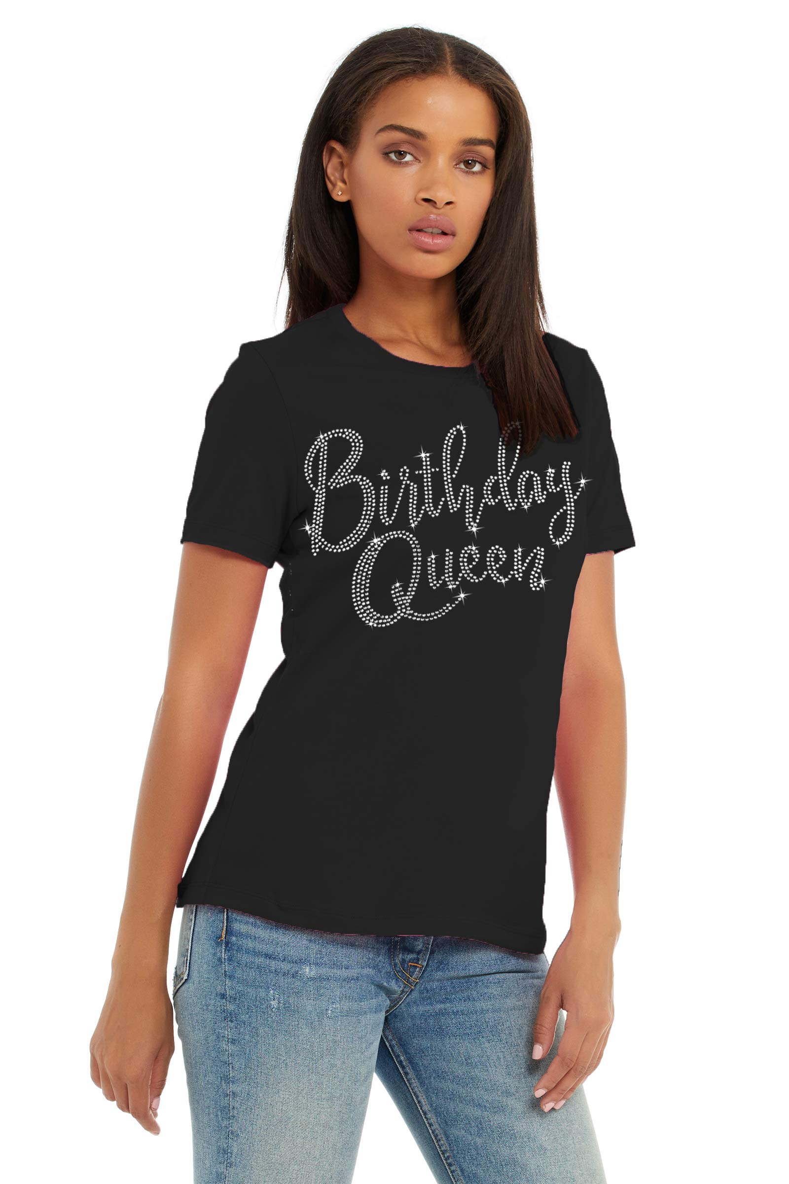 Birthday Queen Shirt Bedazzled - Women's Birthday T-Shirt - Sparkling Birthday Gift for Her - Perfect for Parties, Celebrations & Special Occasions