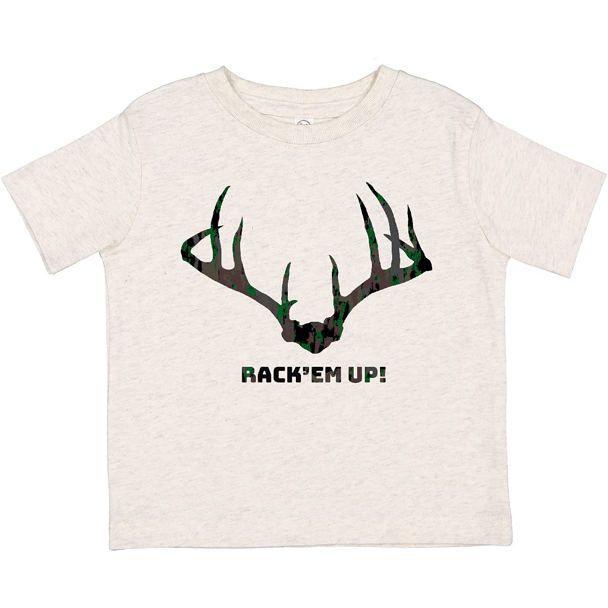 Inktastic Rack 'Em Up in Camo Toddler T-Shirt - Cute Hunting & Outdoor Graphic Tee for Boys & Girls - Perfect for Camping, Fishing & Family Adventures