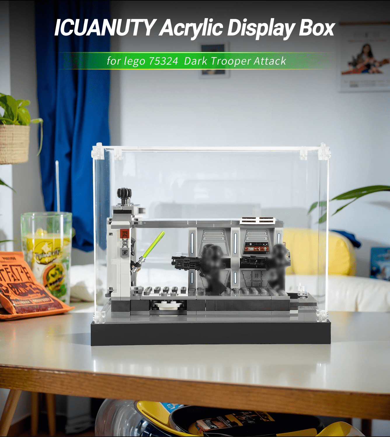 LEGO Star Wars Dark Trooper Attack 75324 Display Case - Premium Acrylic Showcase for Collectible Building Sets - Perfect for Home Decor, Office Display & Gift Giving