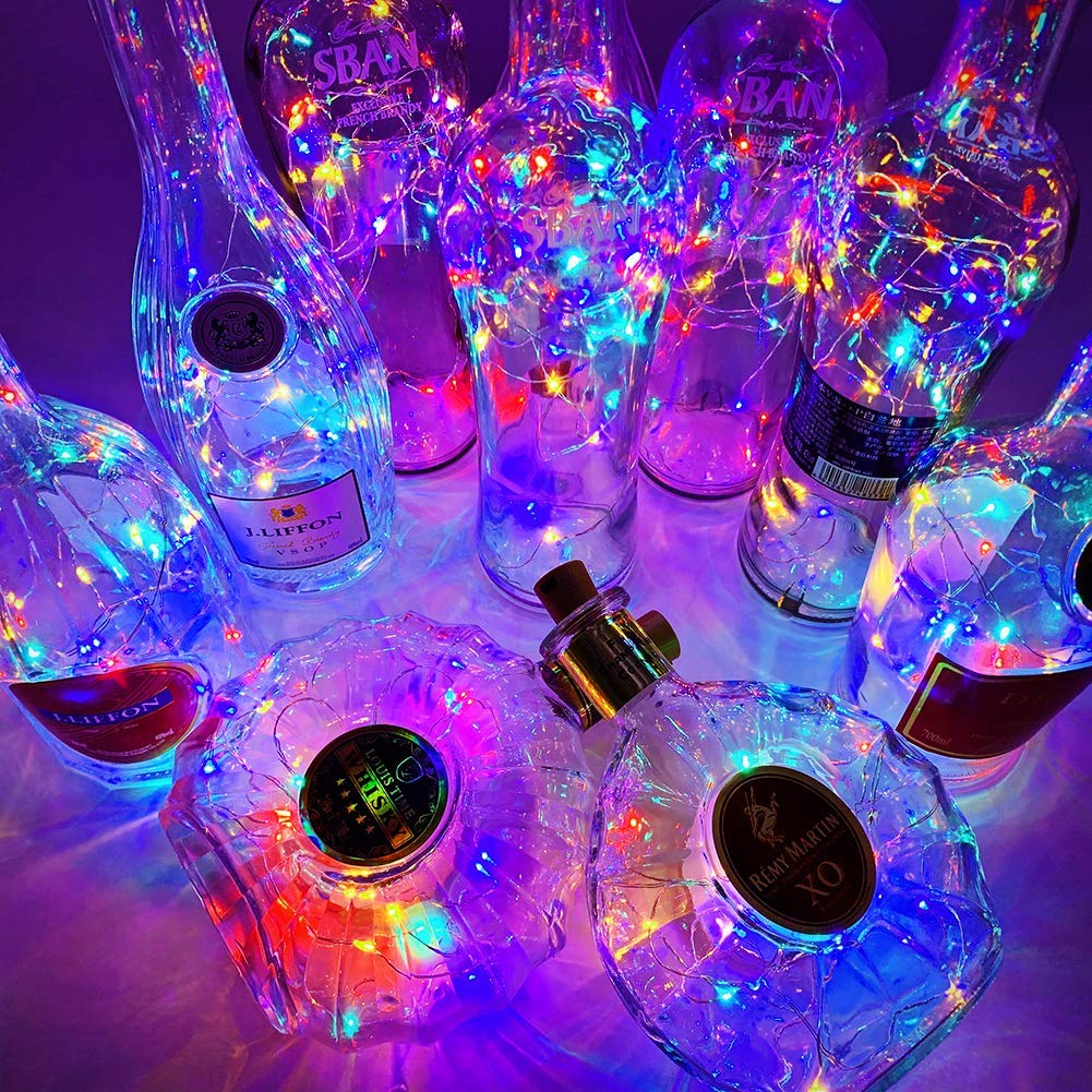 Lauva 10 Pack 20 LED Wine Bottle String Lights with Cork - Battery Operated Mini Fairy Lights for Wedding, Party, Christmas Decor - Perfect for DIY Crafts, Holiday Events & Bottle Decoration