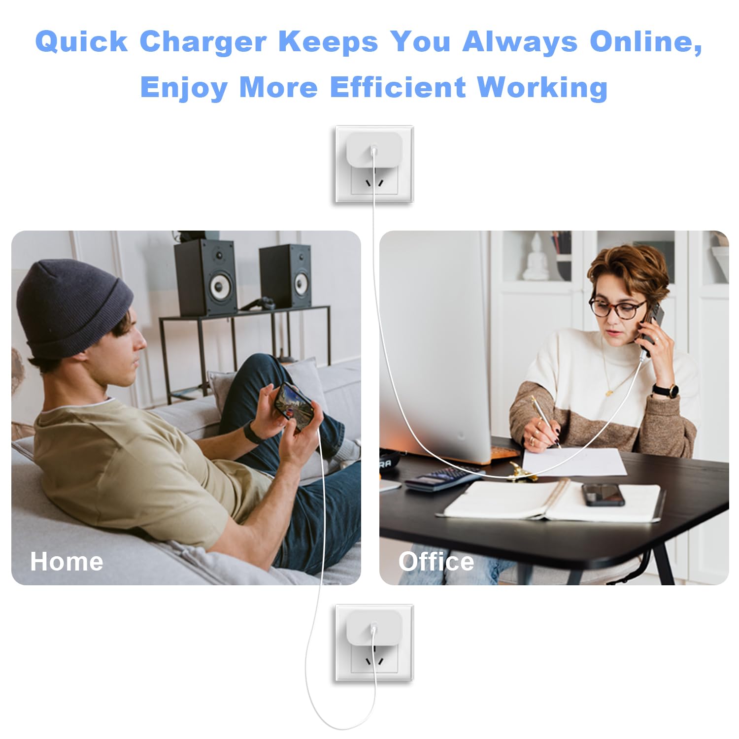 20W USB C Wall Charger Block 2-Pack - PD 3.0 Fast Charger & Type C Power Adapter - Compatible with iPhone 16/15/14/13/12/11 Pro Max/XS/X/XR/SE/8, Samsung Galaxy & More - Perfect for Home, Office & Travel Charging