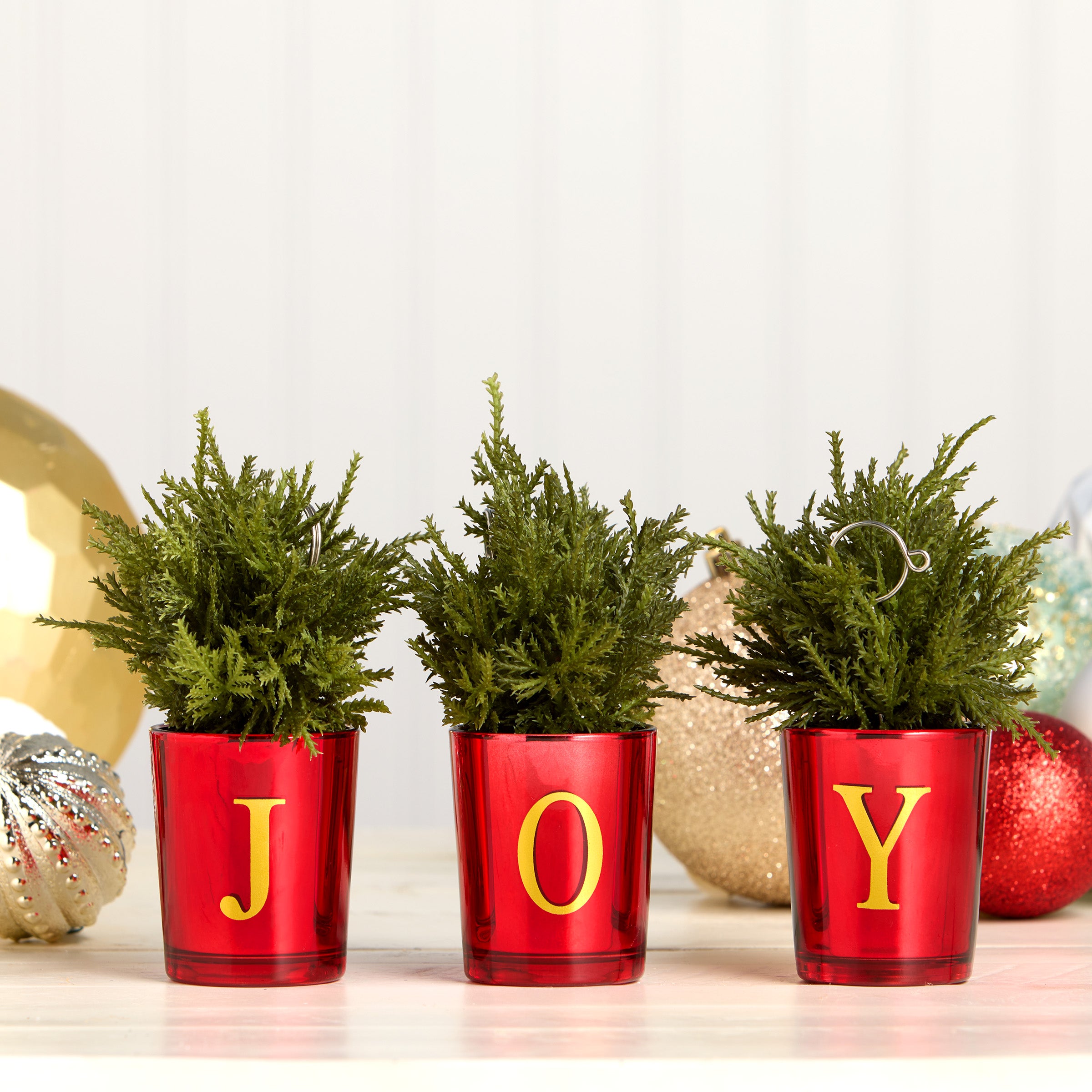 8 Inch Christmas Joy Tabletop Card Holder Votive Set of 3 - Perfect for Holiday Decor, Party Centerpieces, and Festive Home Display