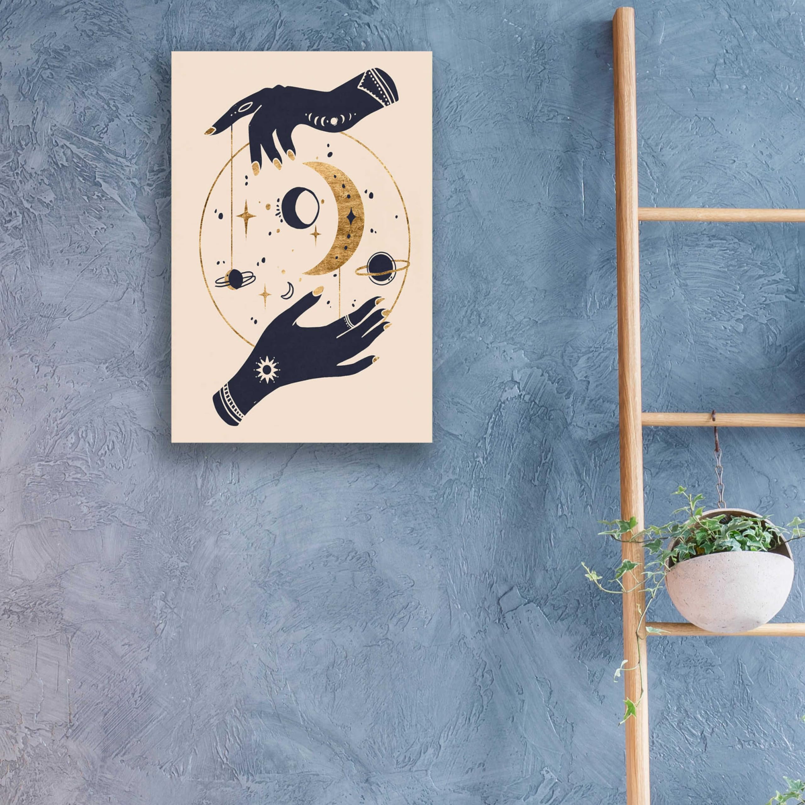 Annie Warren 'Moon Hands II' Acrylic Glass Wall Art - 16x24 Inches Modern Abstract Painting for Living Room, Bedroom & Office Decor