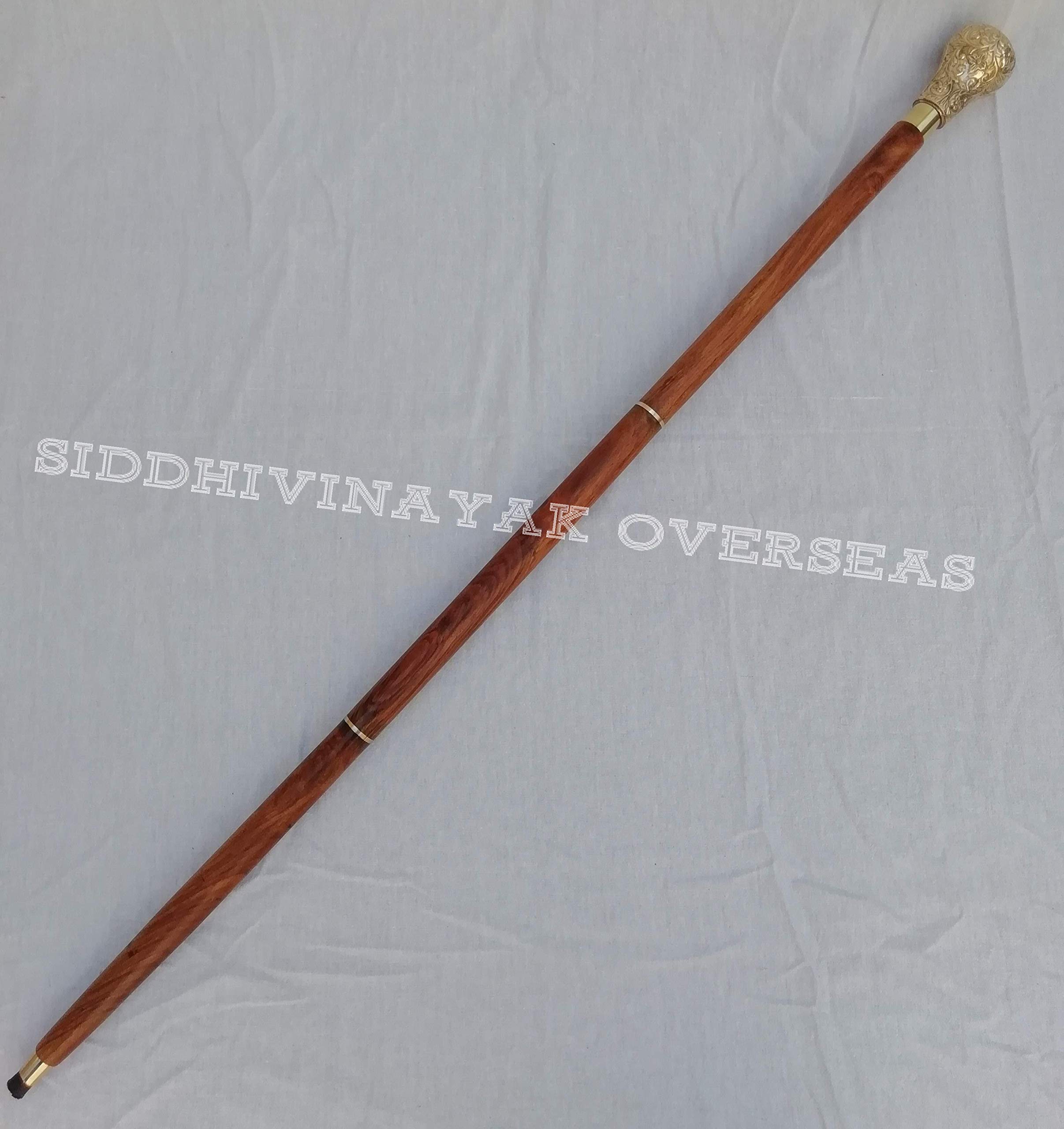 Premium Walking Cane with Solid Brass Handle - Adjustable Height Cane for Men & Women - Ideal for Hiking, Travel & Elderly Support - Durable Mobility Aid Gift