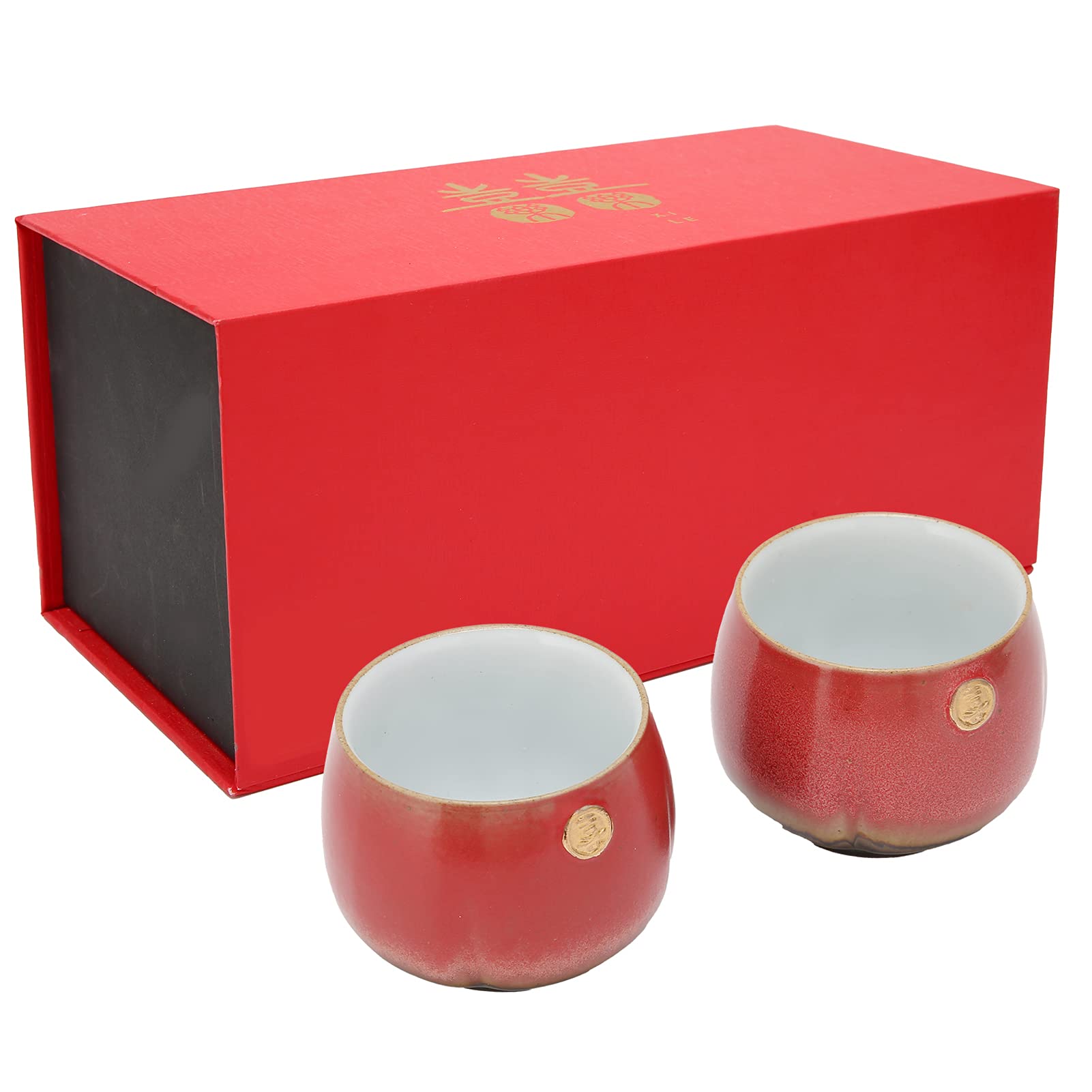 2Pcs Vintage Chinese Style Ceramic Teacups - Kung Fu Tea Set with Saucers, Handmade Porcelain Teaware Gift for Home, Tea House, Family & Friends - Perfect for Afternoon Tea, Zen Meditation, and Traditional Tea Ceremonies