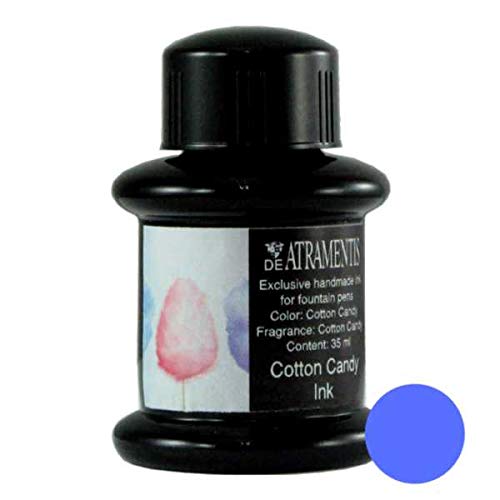 Premium Handmade Fountain Pen Ink - De Atramentis Cotton Candy Scent & Blue Color | Smooth Writing for Calligraphy, Journaling & Letter Writing | Perfect Gift for Pen Enthusiasts