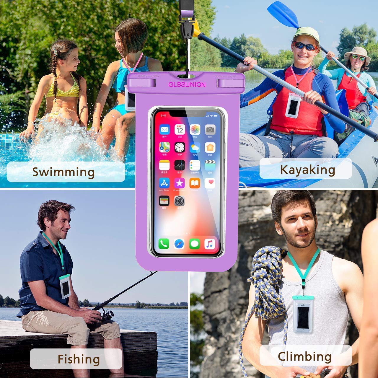 2-Pack Universal IPX8 Waterproof Phone Case with Lanyard - Dry Bag Pouch for iPhone 15/14/13/12/11 Pro Max Plus & Samsung Galaxy S24/S23/Note - Fits Phones Up to 7.5