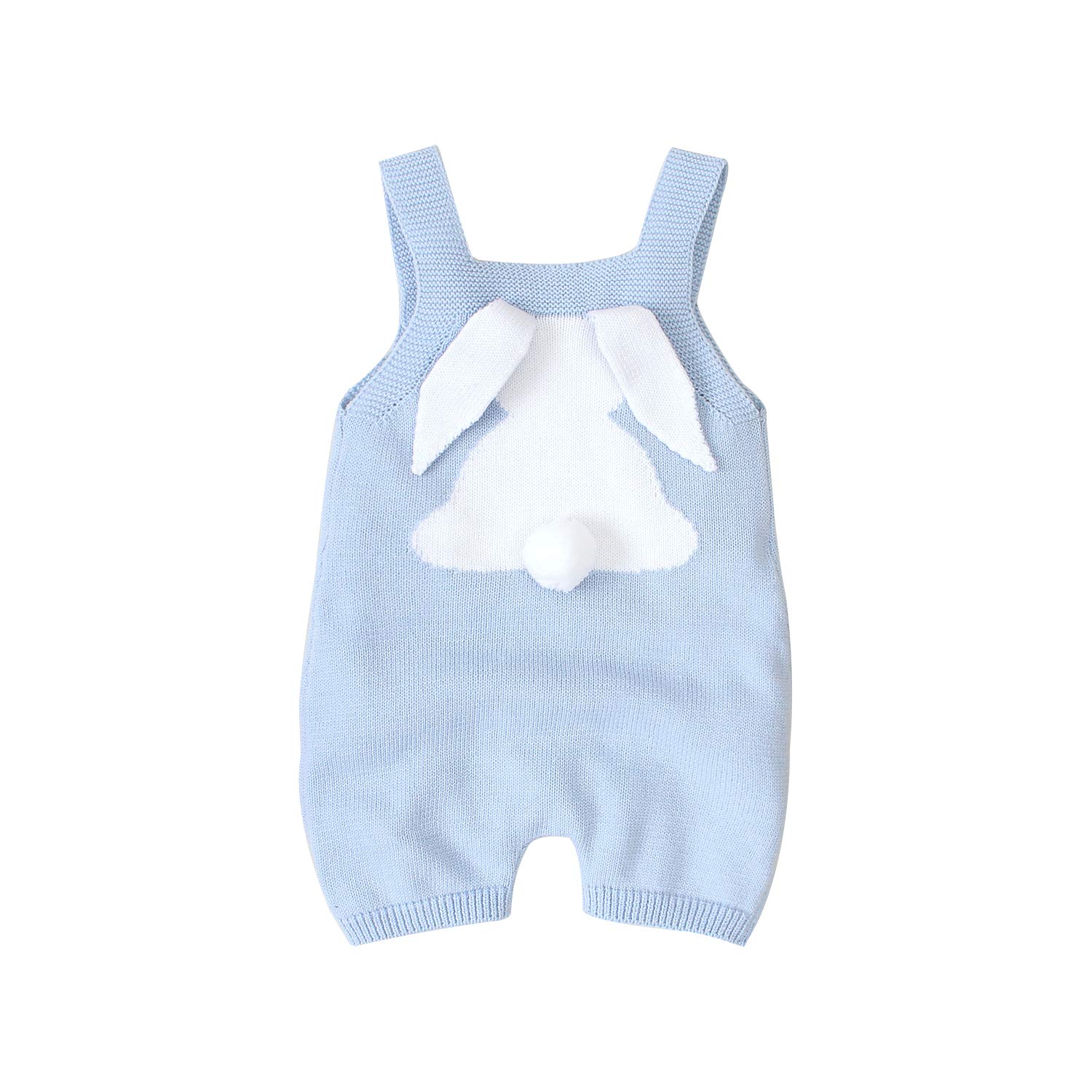 MoZiKQin Baby Girl & Boy Easter Bunny Romper - Sleeveless Knitted Bodysuit Jumpsuit for 1st Easter Outfit | Cute Infant Clothes for Easter Photos, Spring Celebrations & Family Gatherings