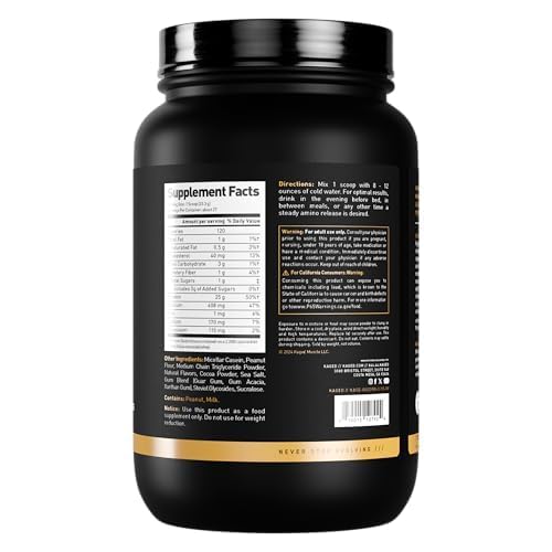 Kaged Premium Micellar Casein Protein Powder - Chocolate Peanut Butter Flavor | Slow-Release Muscle Recovery Supplement | Banned-Substance Free | 25 Servings | Ideal for Post-Workout Recovery & Overnight Muscle Growth