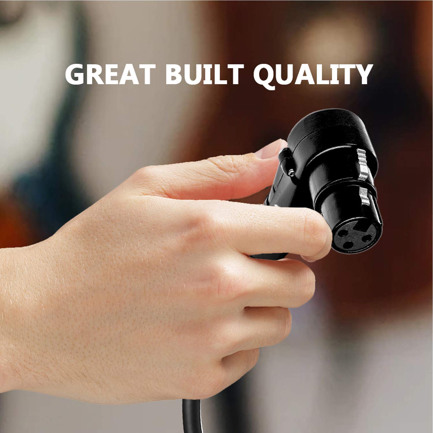 Professional 30ft Orange Balanced XLR Cable - Male to Right Angle Female 3-Pin Microphone Connector for Powered Speakers, Audio Interface & Mixer - Perfect for Live Performances, Studio Recording & DJ Setups