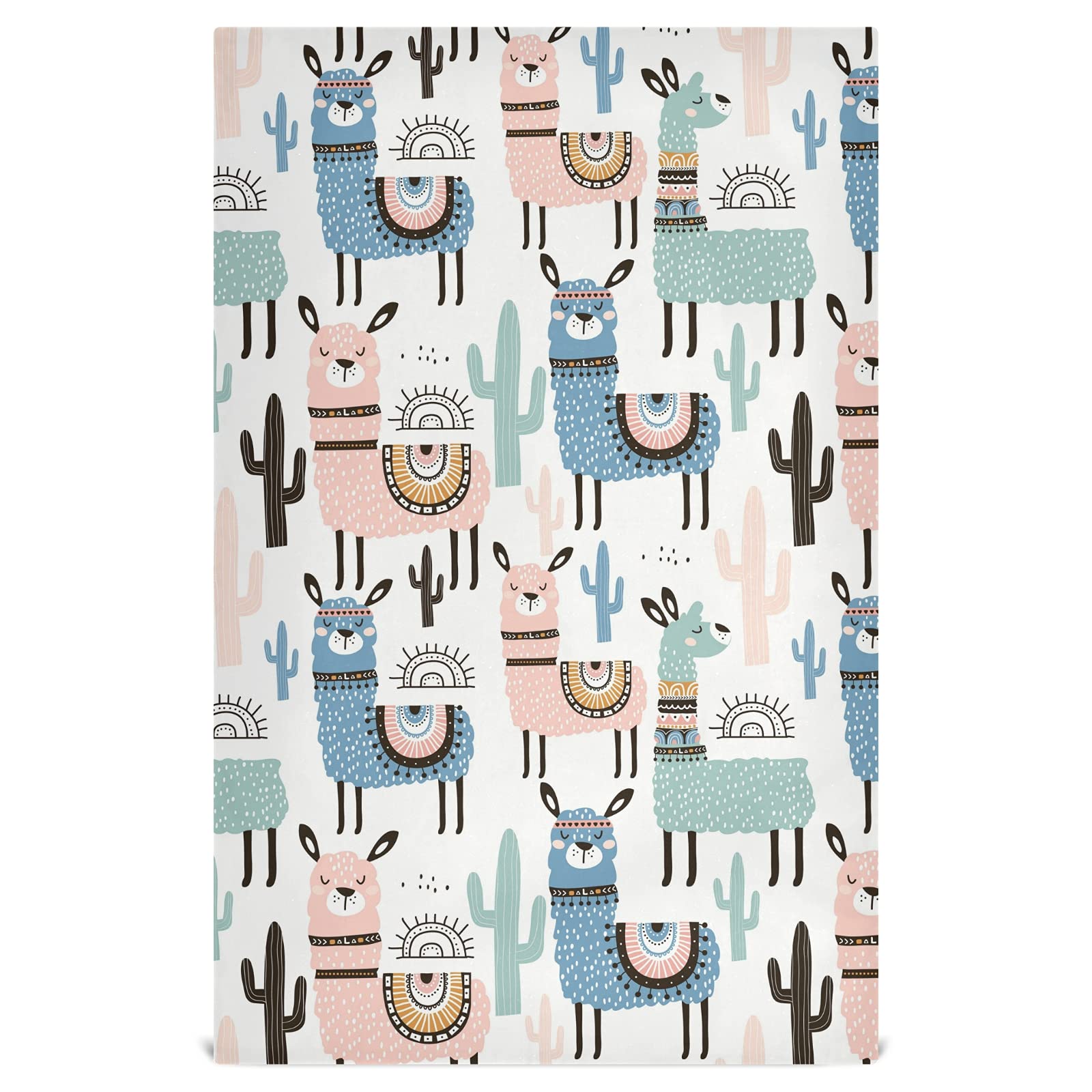 Naanle Ethnic Cactus Llama Print Kitchen Towels - 1 Pack Reusable Absorbent Dish Cloths, Fast Drying Hand & Tea Towels (28x18 Inches) - Perfect for Dish Drying, Bar Cleaning & Household Use