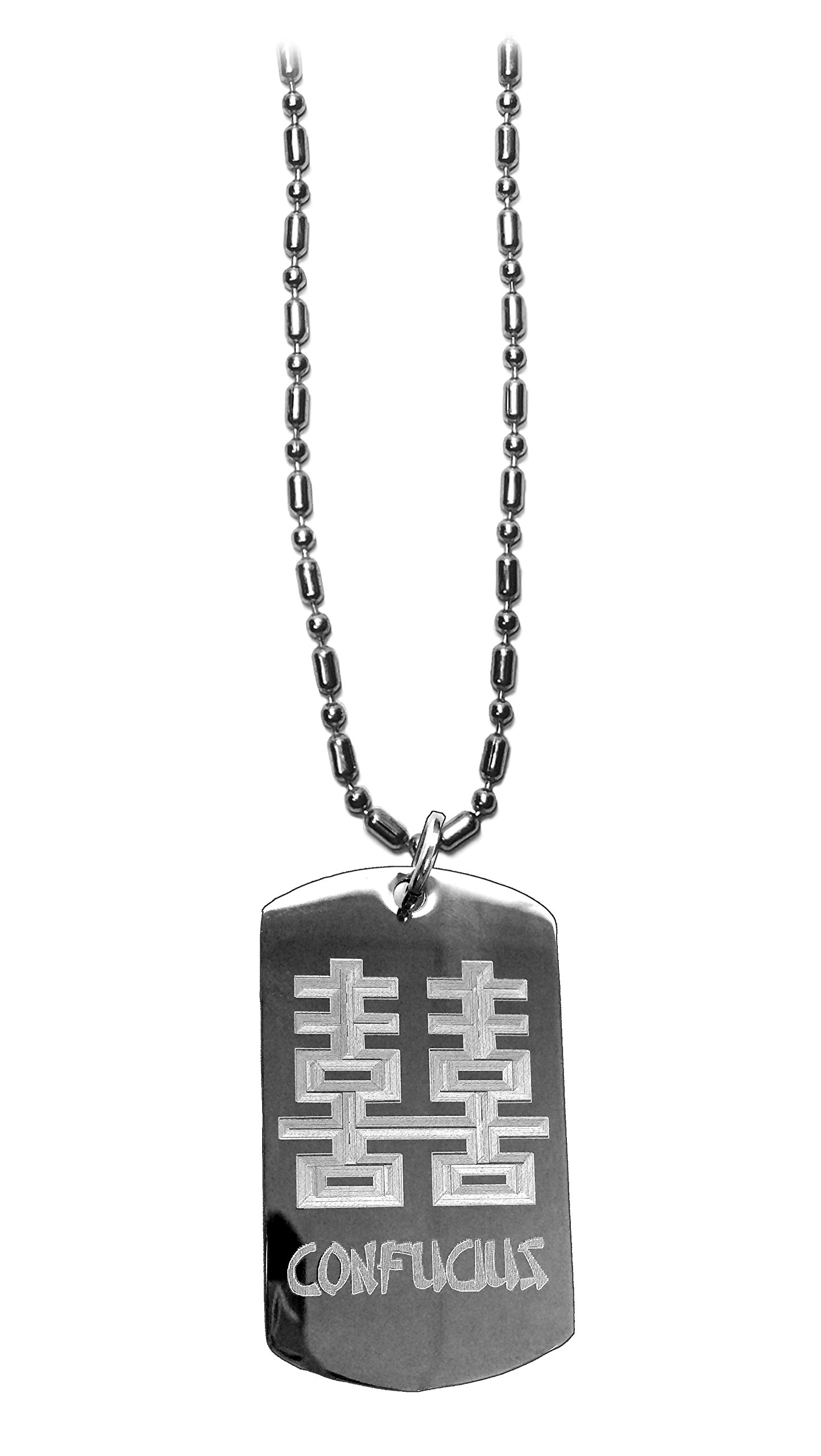 Shark Confucius Symbol Hat - Stylish Military Dog Tag Necklace with Luggage Metal Chain | Perfect for Travel, Fashion & Gifts