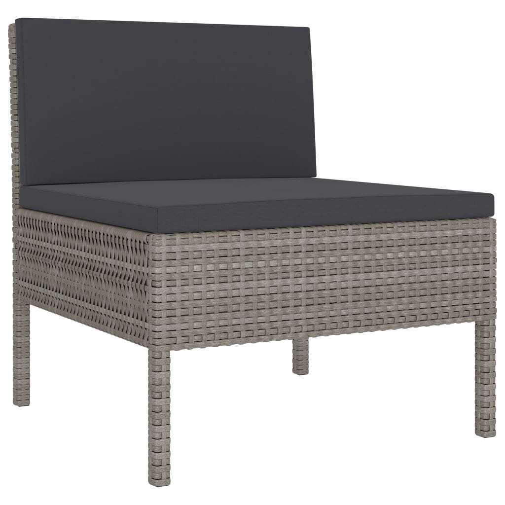 vidaXL 10-Piece Gray Poly Rattan Patio Lounge Set with Cushions - Durable Outdoor Furniture for Garden, Deck & Backyard - Perfect for Relaxing, Entertaining & Sunbathing
