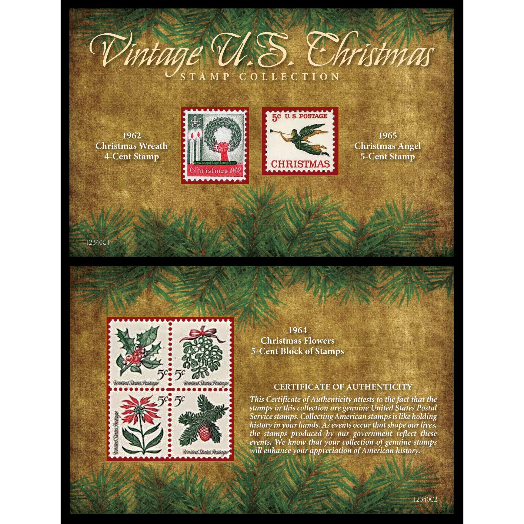 Vintage Christmas Stamps Holiday Decor - Genuine US Postage Stamps Over 50 Years Old in Mint Condition | Perfect for Stocking Stuffers, Tree Ornaments & Festive Gift Wrapping | American Coin Treasures Collectible