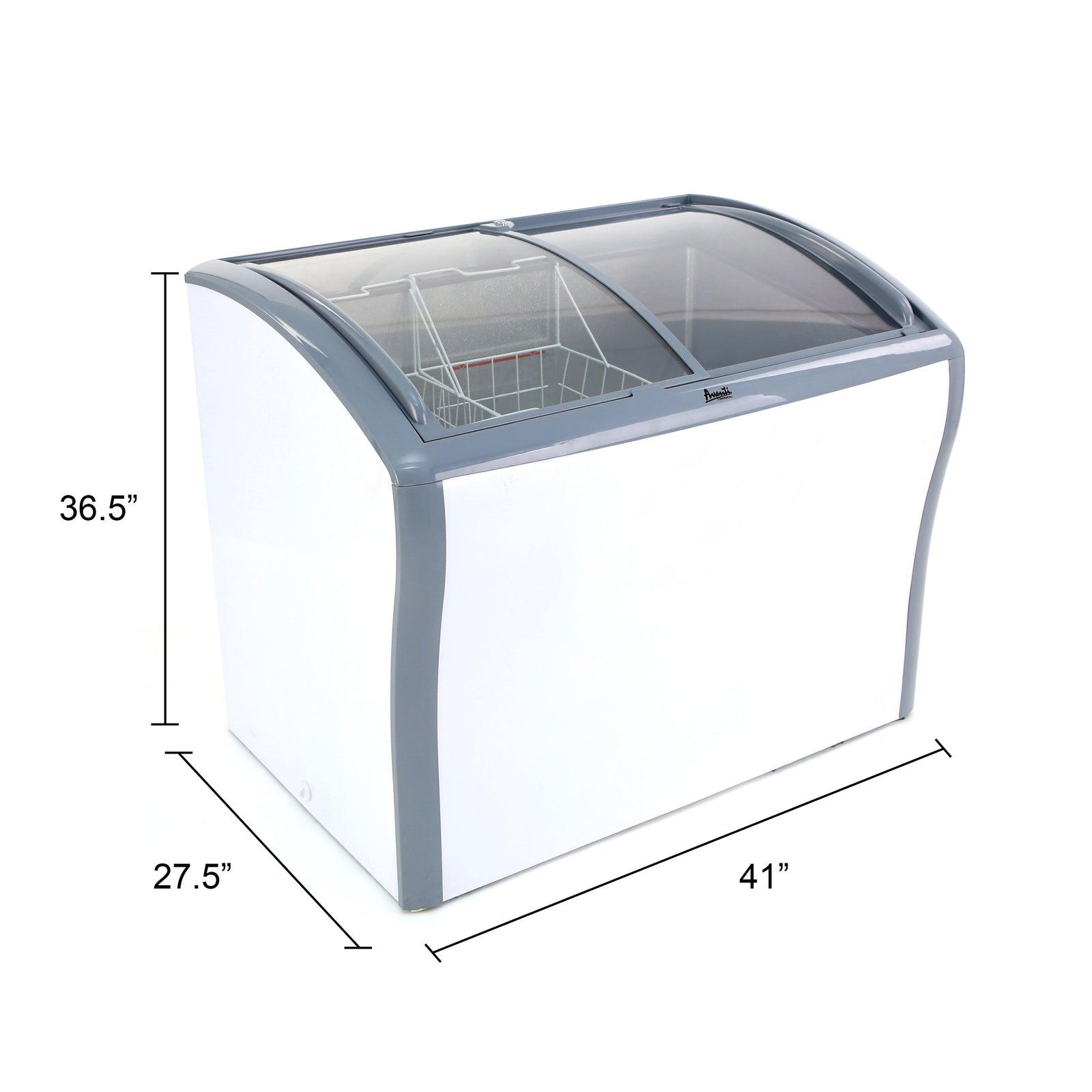 Avanti 9.5 Cu. Ft. Commercial Glass Top Freezer Refrigerator - White, Energy Efficient, Heavy Duty for Restaurants, Cafes, and Convenience Stores