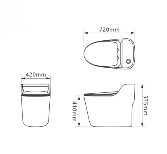 Premium Ceramic Rimless One Piece Western Toilet with Soft Close Seat - 12 Inch S-Trap Black Commode for Bathroom, Home & Commercial Use in Hotels, Hospitals, Cinemas