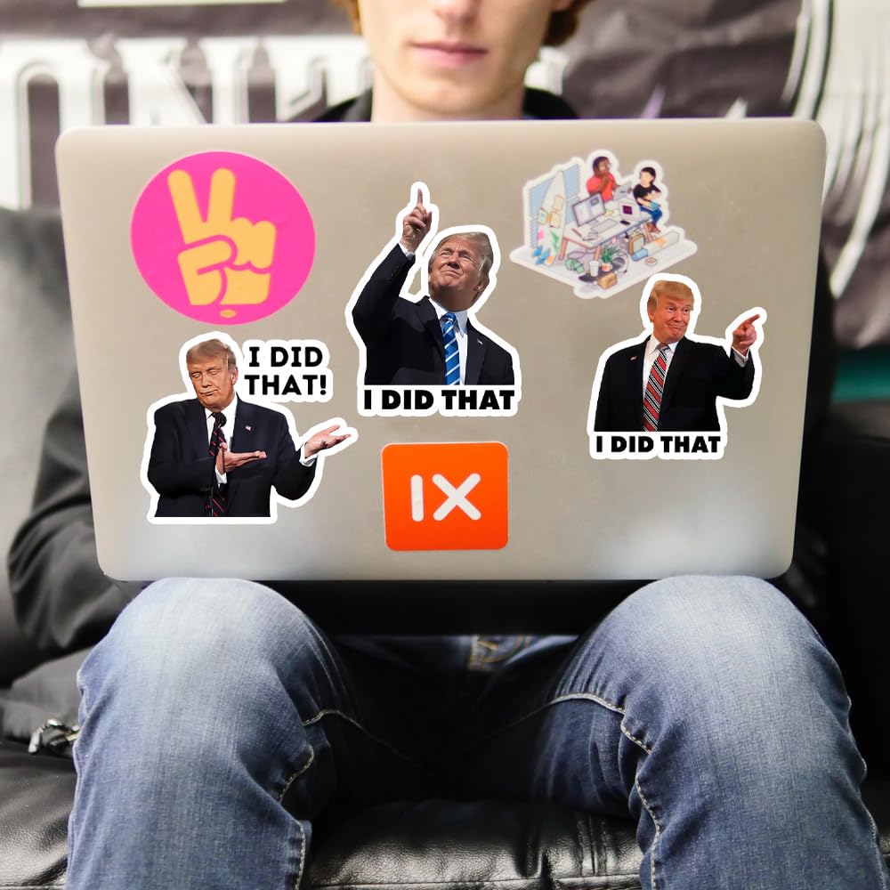 100 Pcs Funny Trump 'I Did That' Stickers - 3 Inch Large Size, 5 Mixed Patterns - Perfect for Bumpers, Laptops & Water Bottles