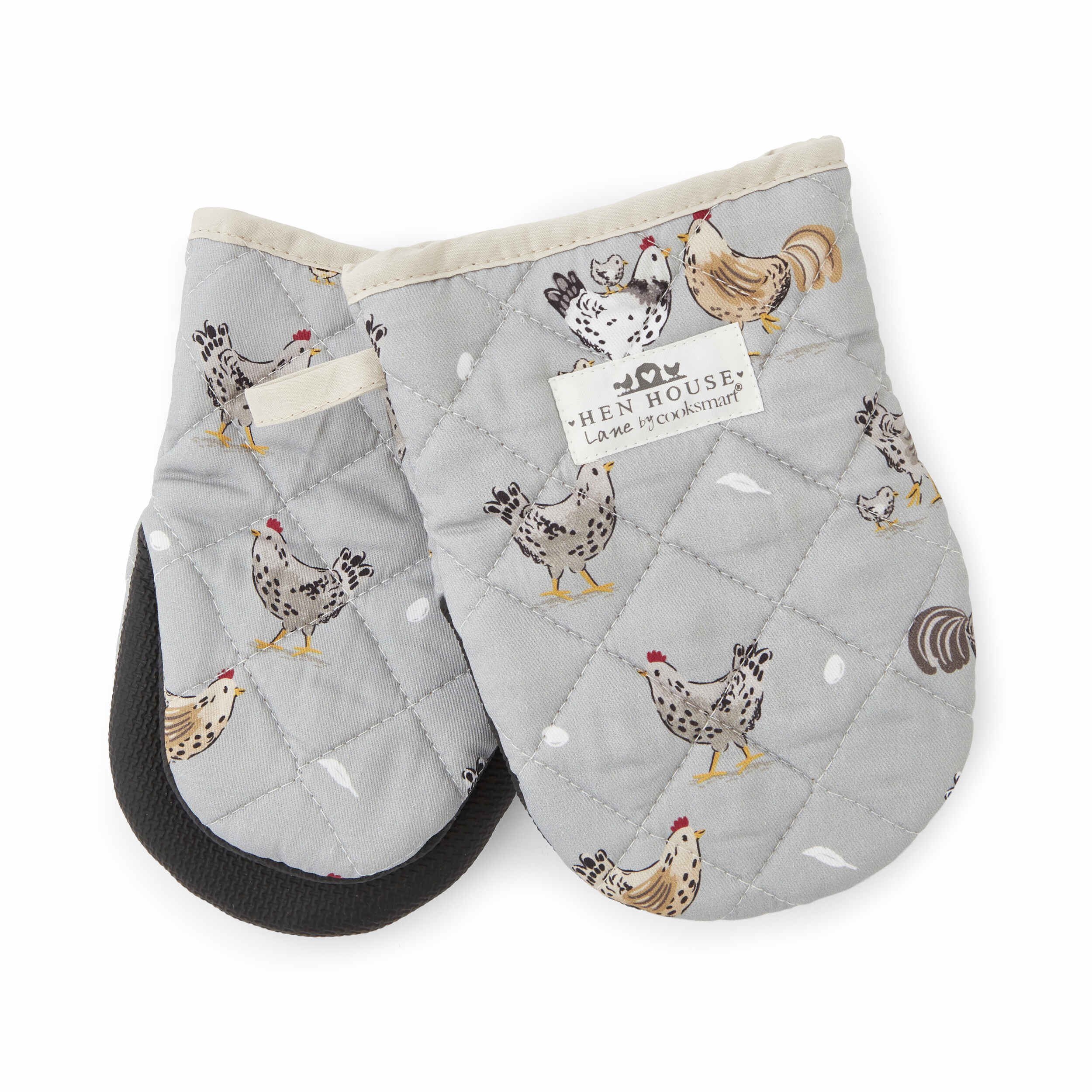 Hen House Lane 2-Pack Microwave Mini Oven Mitts - Heat Resistant Kitchen Gloves for Cooking, Baking & Food Handling