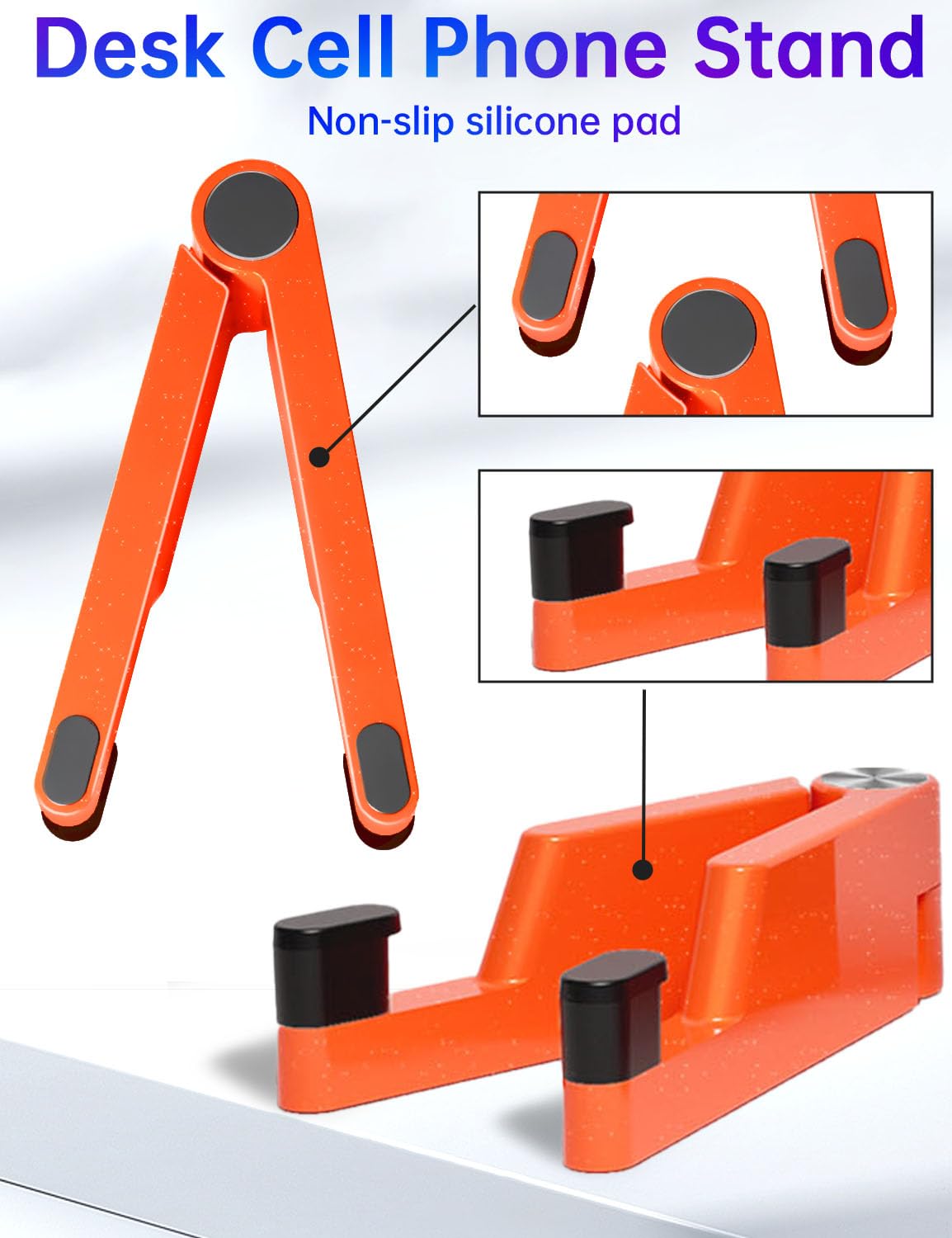 Foldable Aluminum Phone Stand for Desk & Travel - Portable iPhone Holder Compatible with iPhone 16 Pro Max/15/14/13 & Galaxy S24/S23 - Perfect for Office, Home & On-the-Go Use