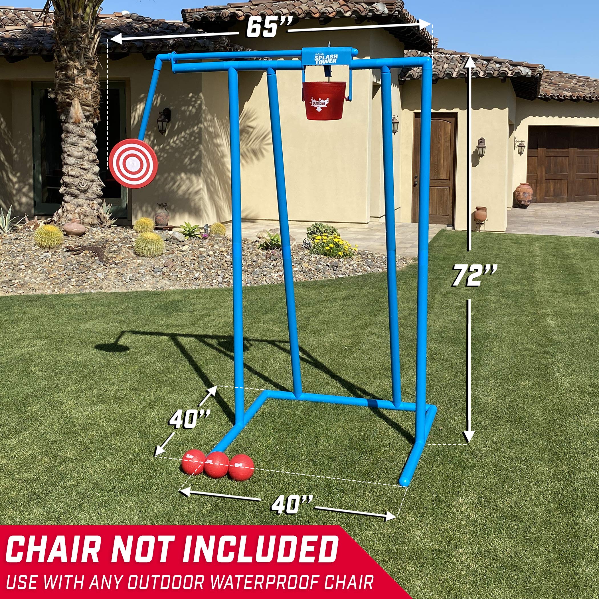 GoSports Splash Tower Water Dunk Game - Outdoor Water Dunk Tank for Kids & Adults - Fun Backyard Party Game for Summer, Pool, Beach & BBQ Events
